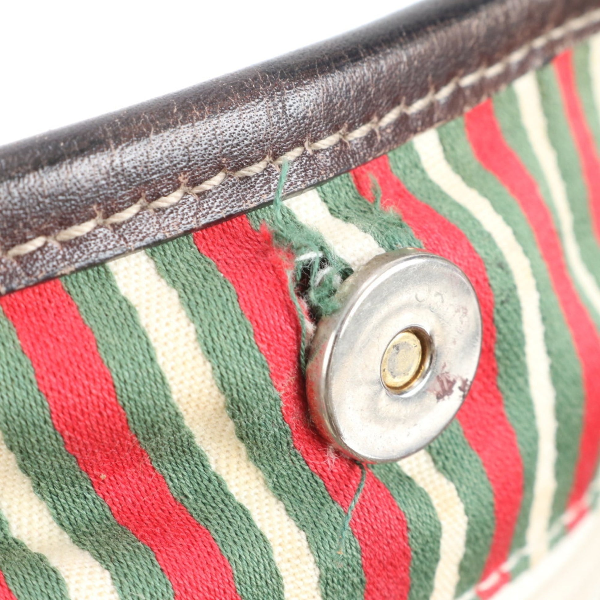 Gucci Brown Leather Canvas Tote Bag