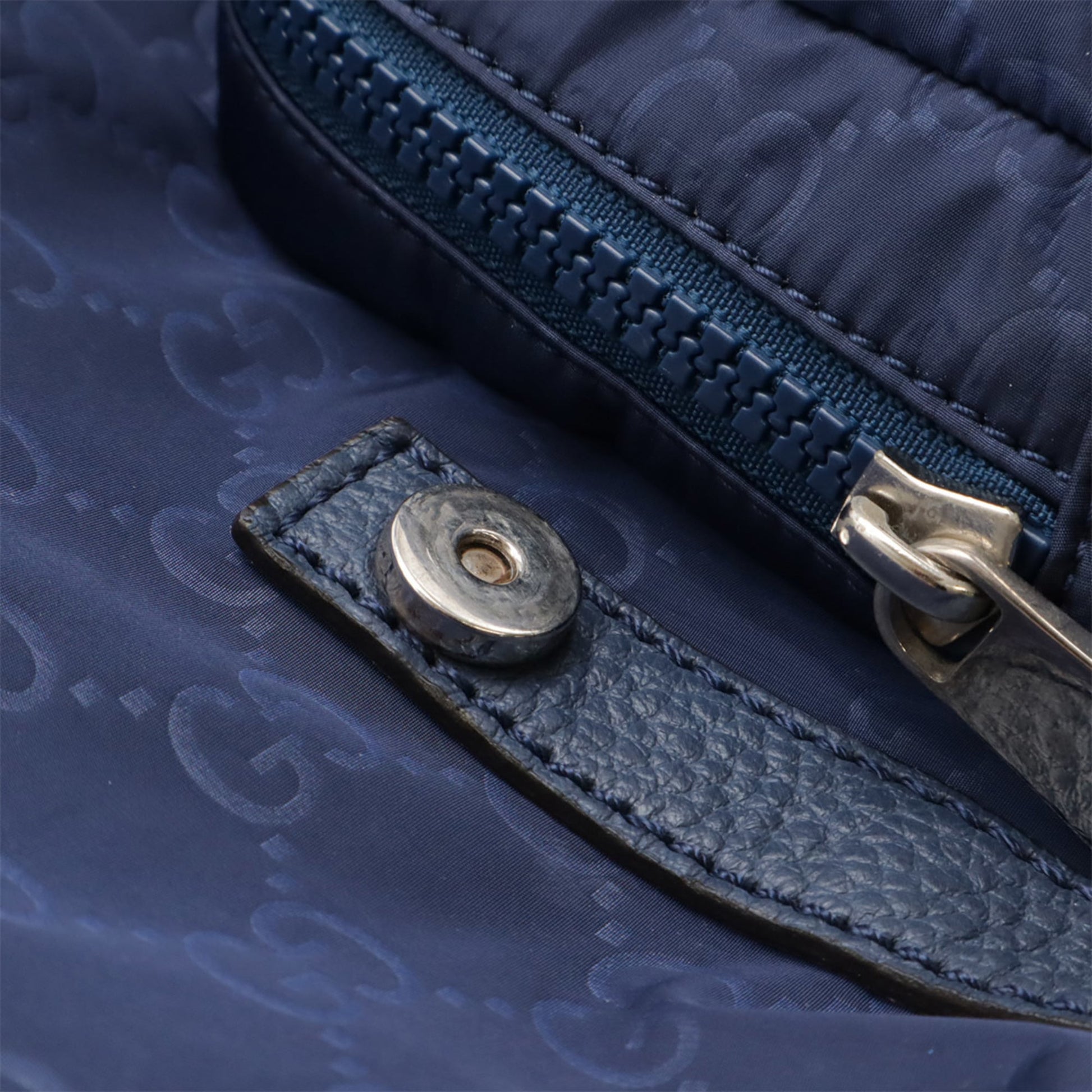 Gucci Navy Nylon Leather Backpack