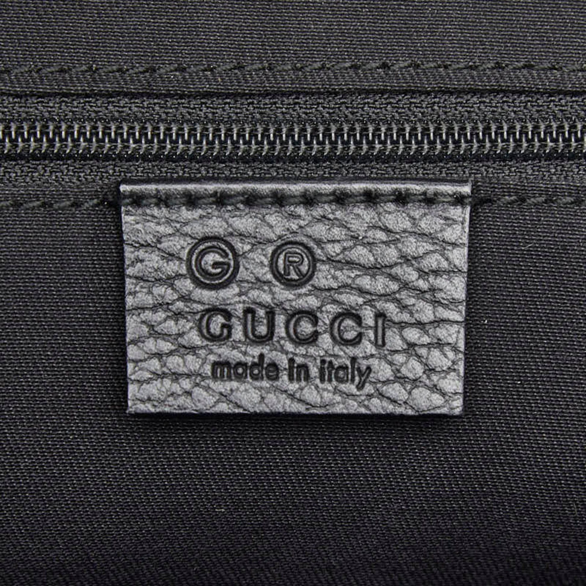 Gucci Black Canvas Leather Handbag Tote Bag