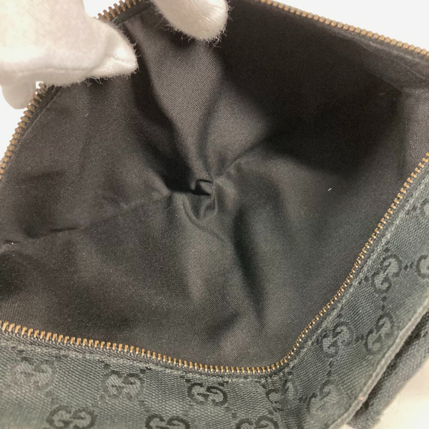 Gucci Black Gg Canvas Leather Fanny Pack Sling Bag