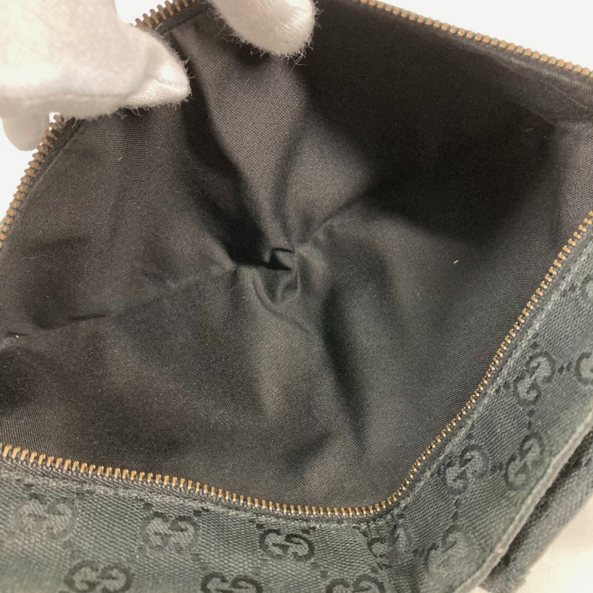 Gucci Black Gg Canvas Leather Fanny Pack Sling Bag