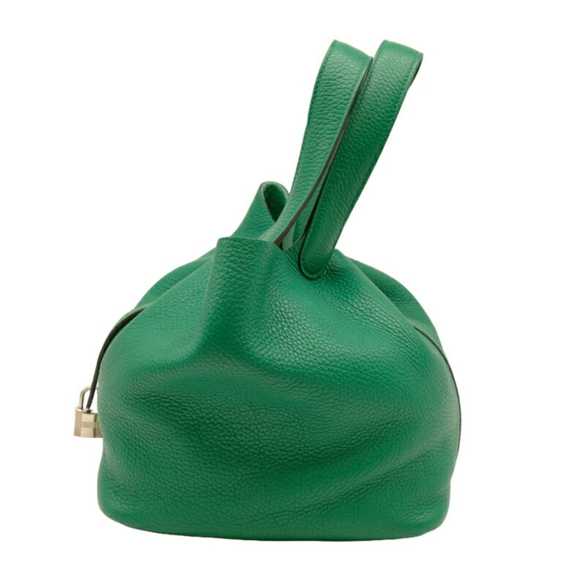 Hermes Taurillon Clemence Handbag Tote Bag Leather Green