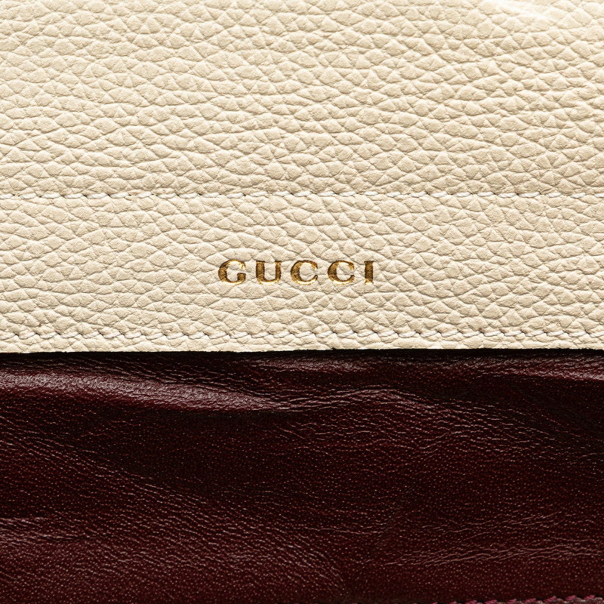 Gucci Gold Silver White Leather Handbag Shoulder Bag