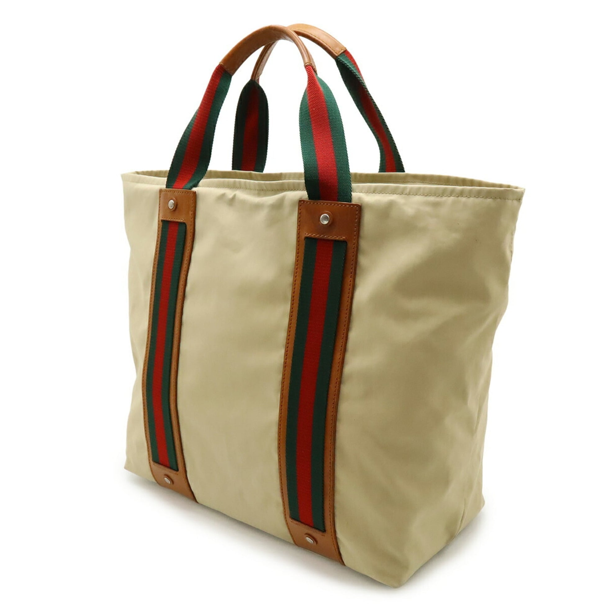 Gucci Sherry Line Beige Brown Green Red Color Canvas Leather Shoulder Bag Tote Bag