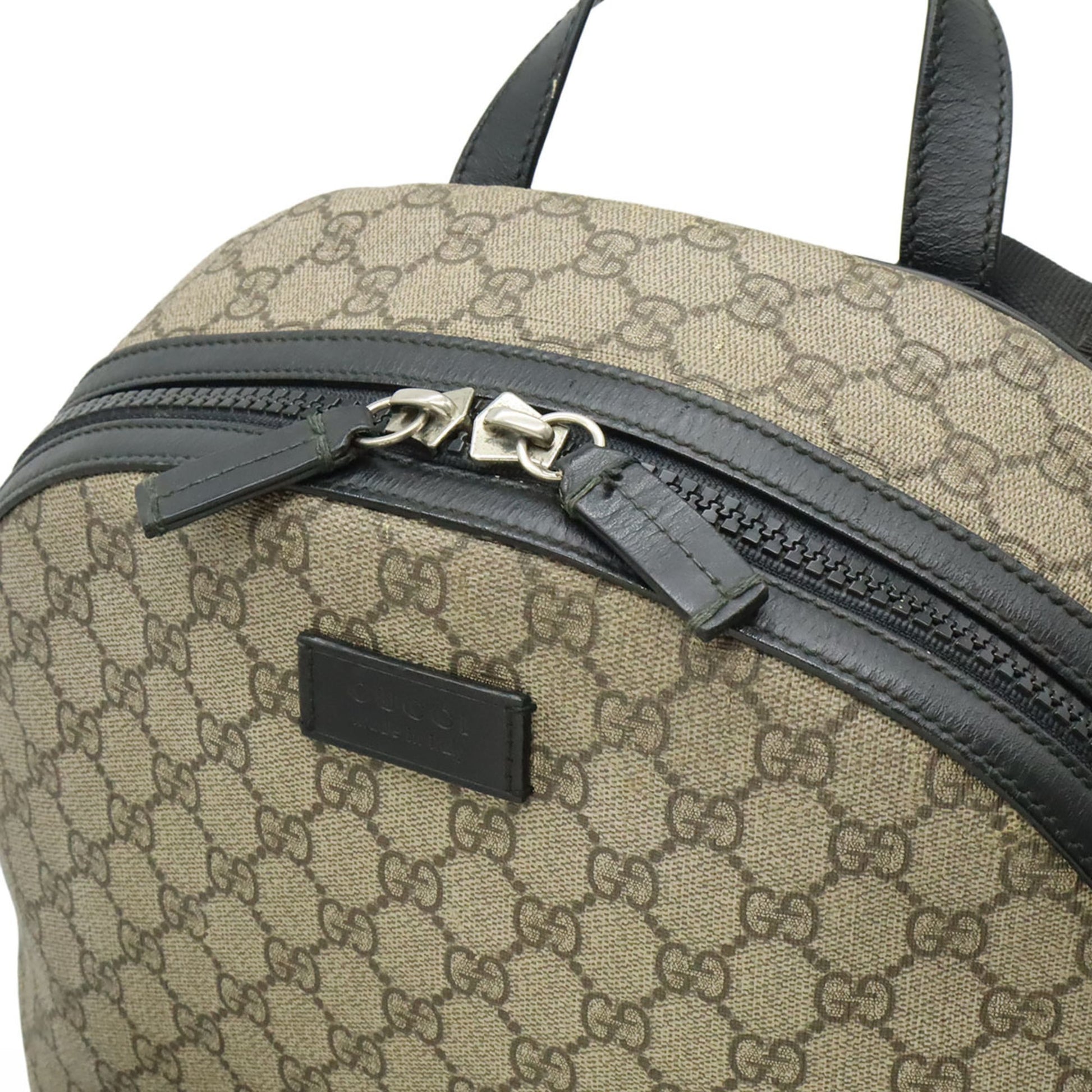 Gucci Beige Black Gg Supreme Backpack