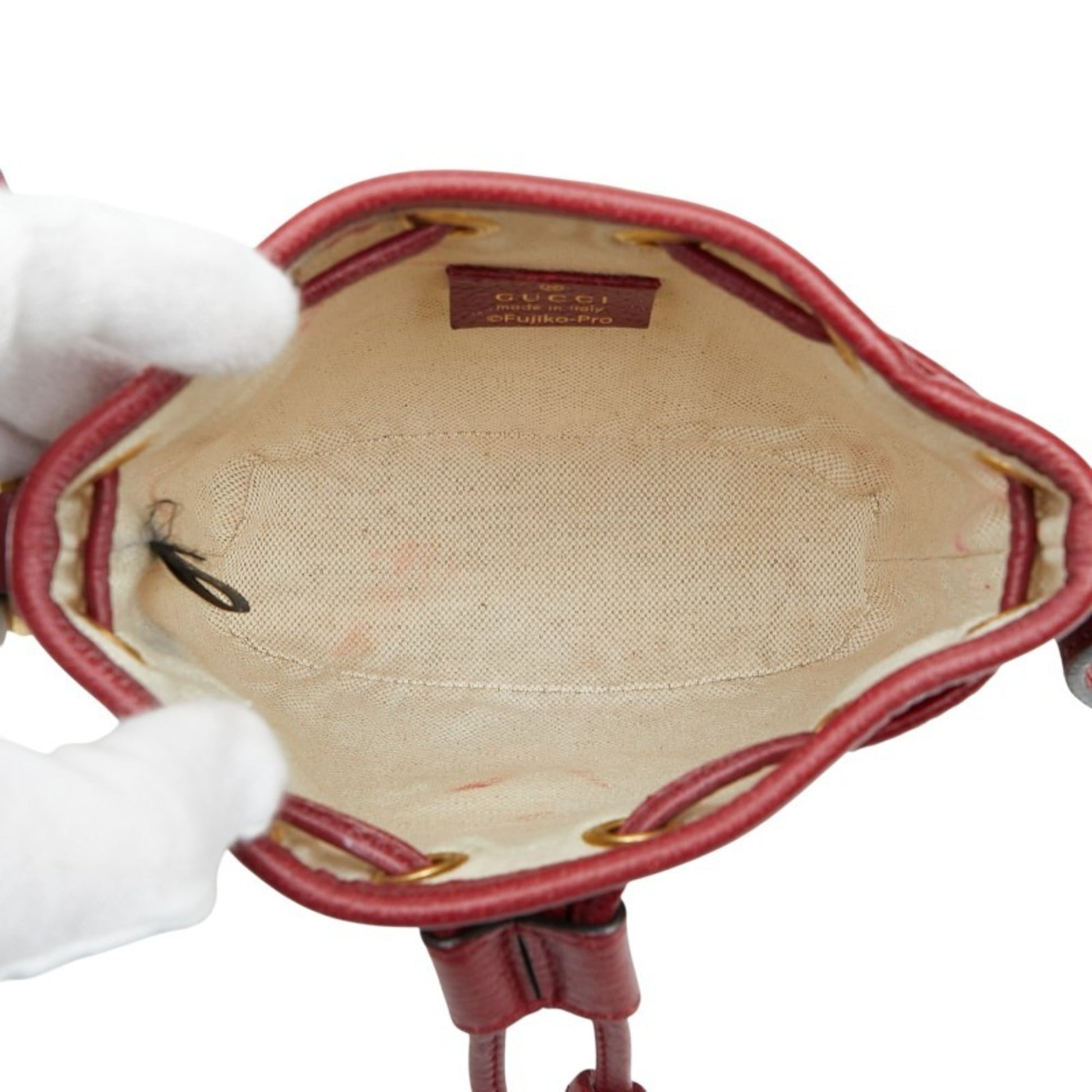 Gucci Beige Red Color Pvc Leather Shoulder Bag