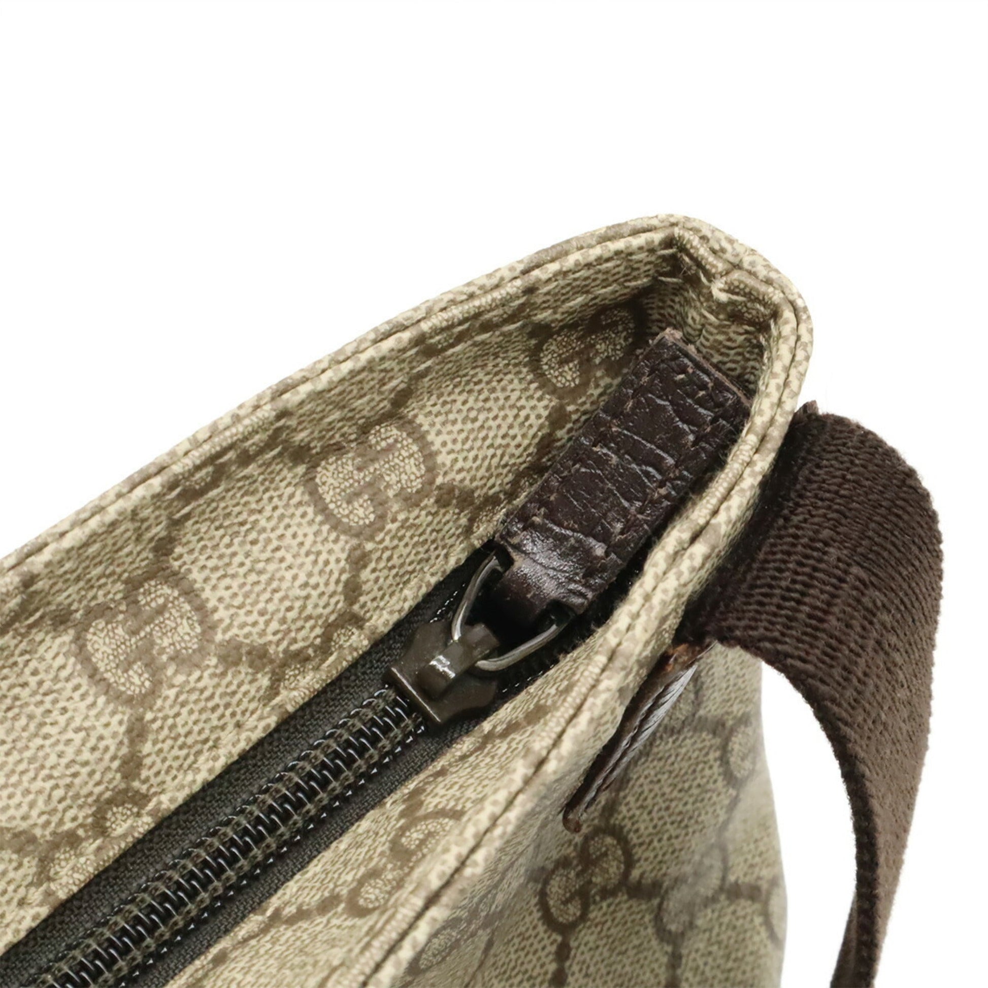 Gucci Beige Dark Brown Pvc Leather Shoulder Bag