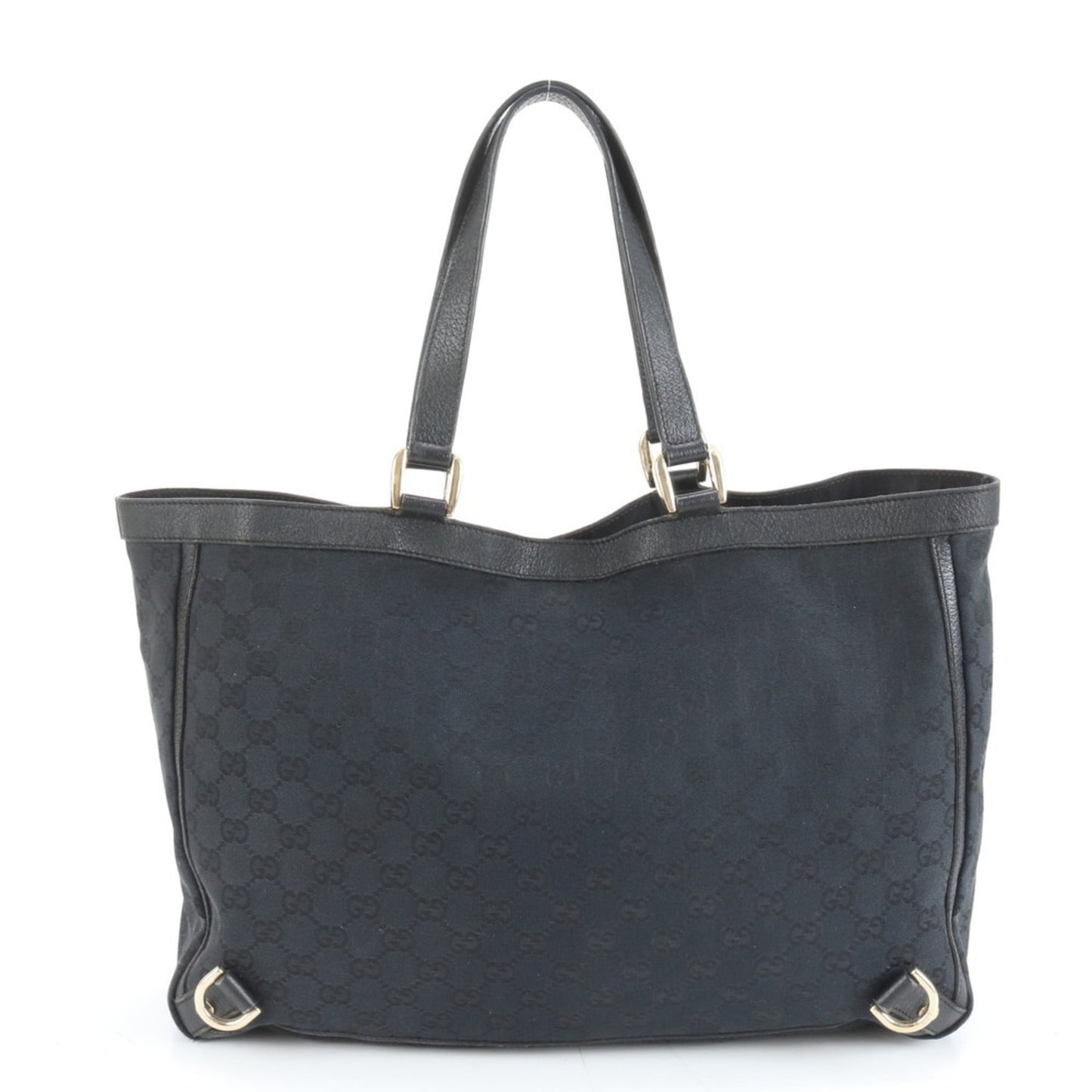 Gucci Black Leather Canvas Tote Bag