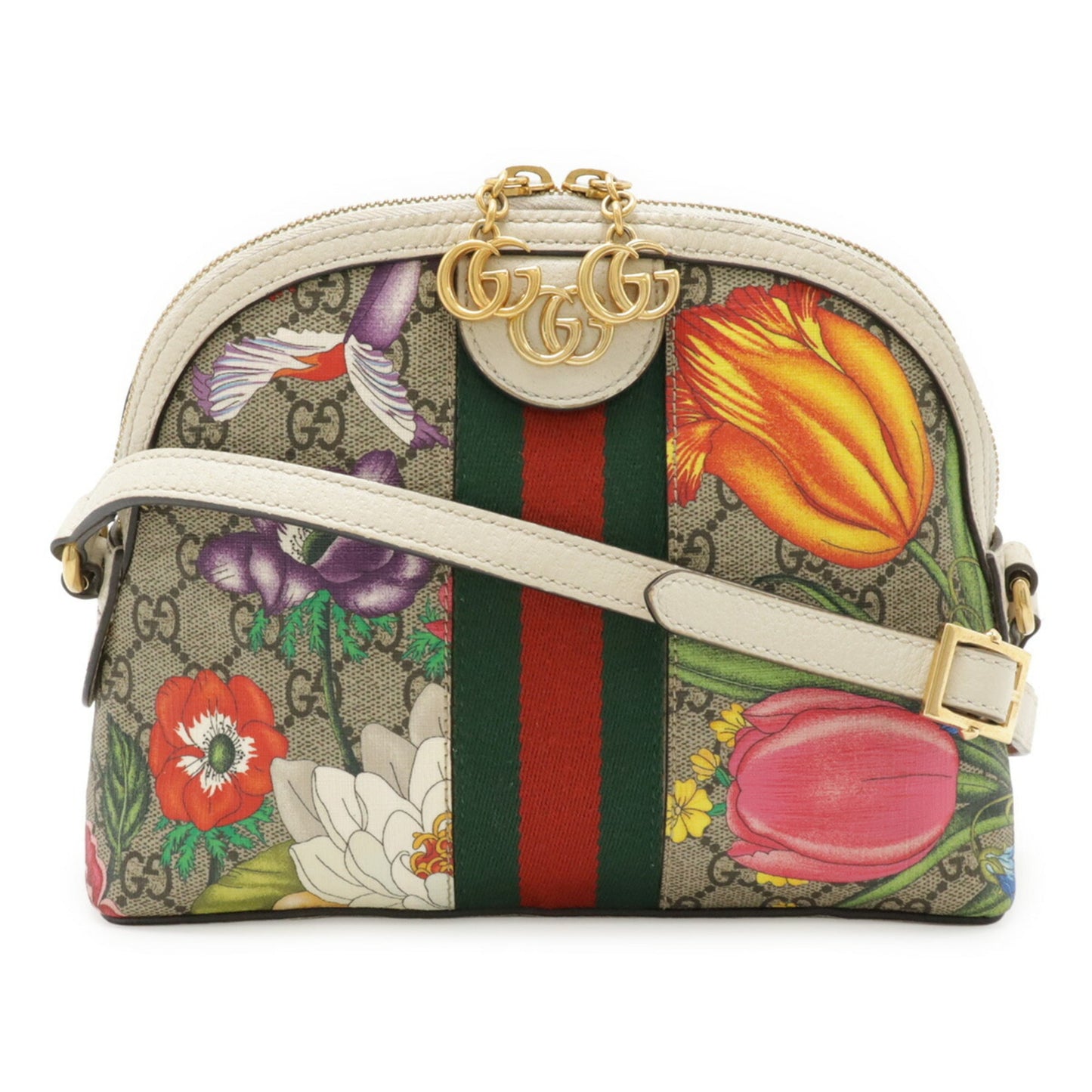 Gucci Beige Ivory Multi-Color Gg Supreme Canvas Leather Pochette Shoulder Bag