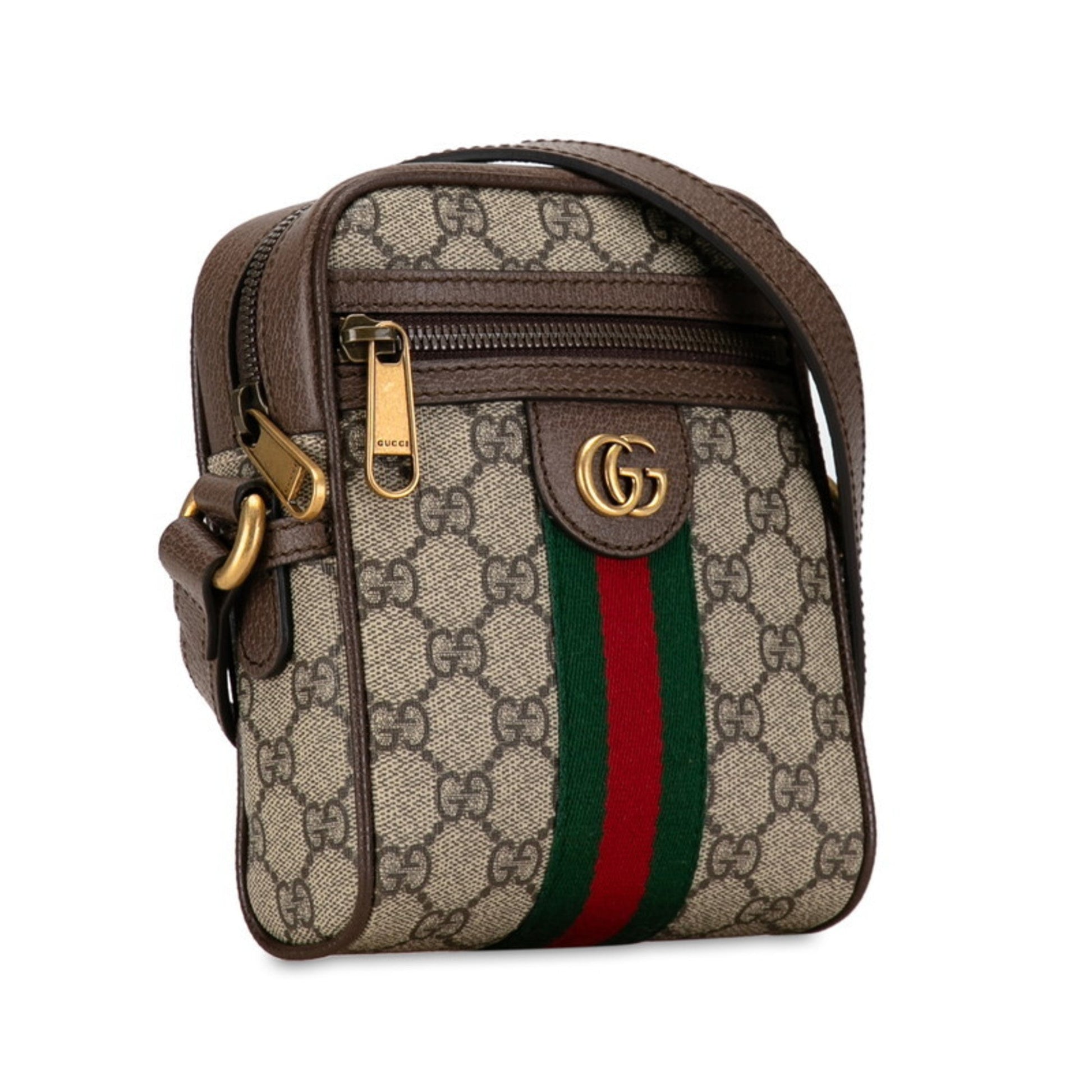 Gucci Sherry Line Beige Brown Pvc Leather Shoulder Bag