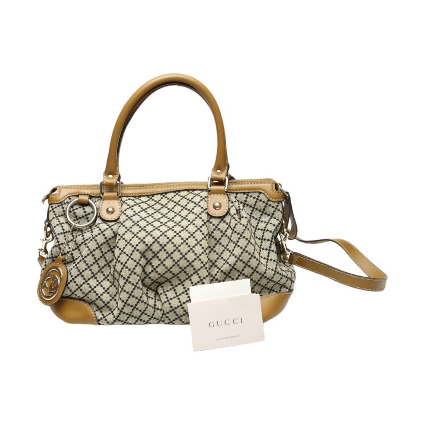 Gucci Beige Brown Canvas Shoulder Bag Tote Bag