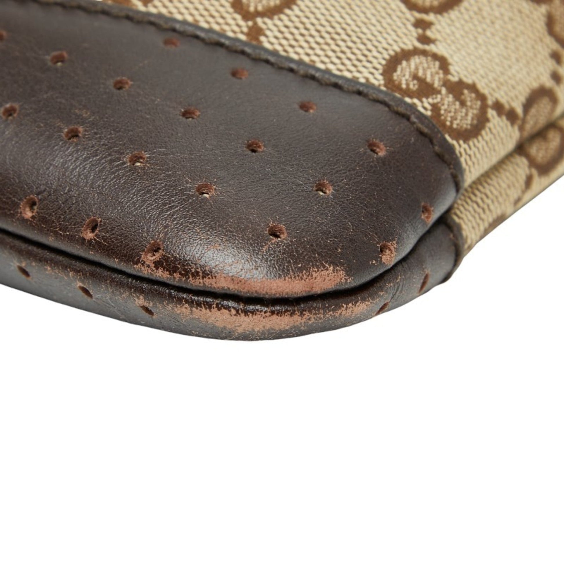 Gucci Gg Canvas Beige Brown Gg Canvas Leather Shoulder Bag