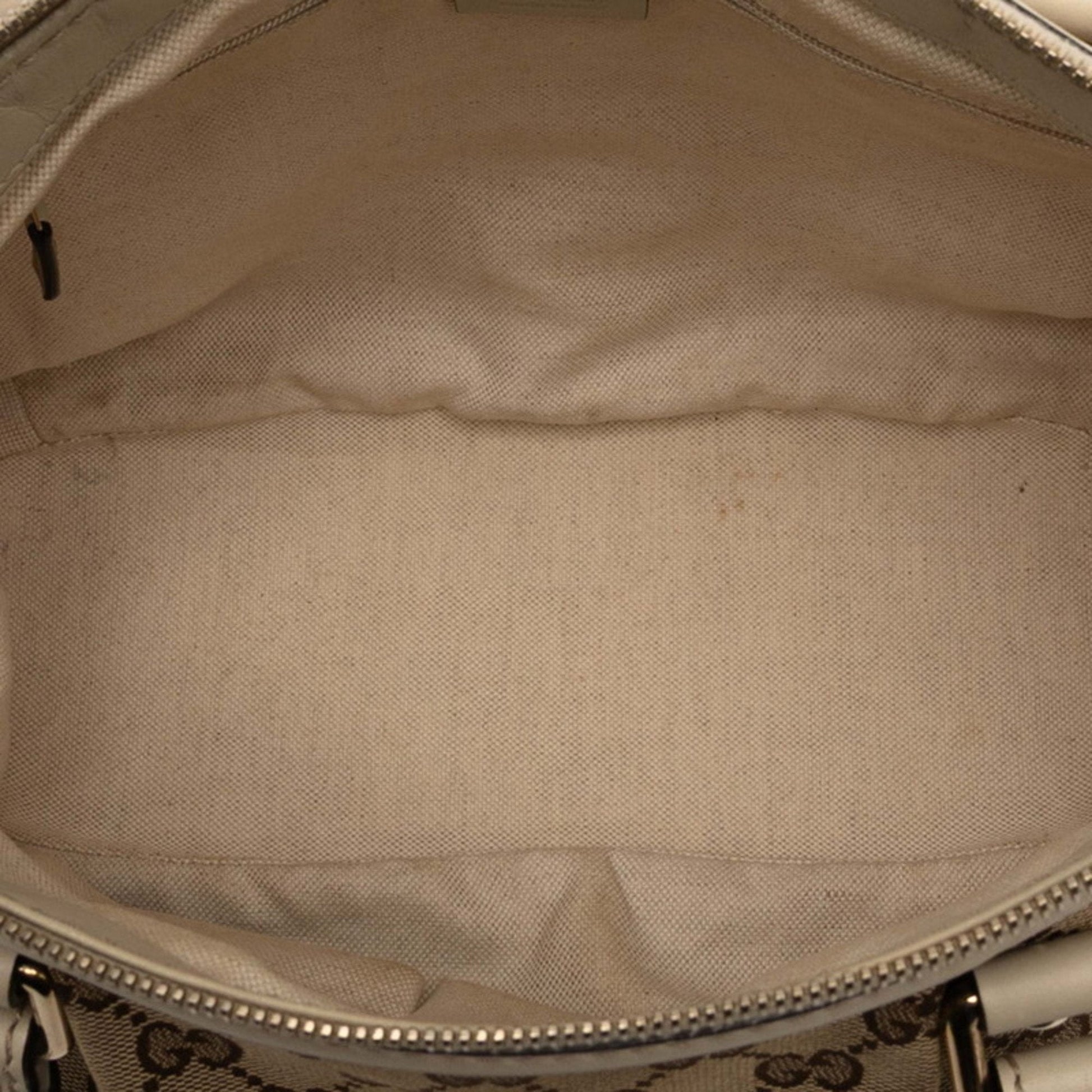 Gucci Beige White Canvas Leather Handbag Shoulder Bag