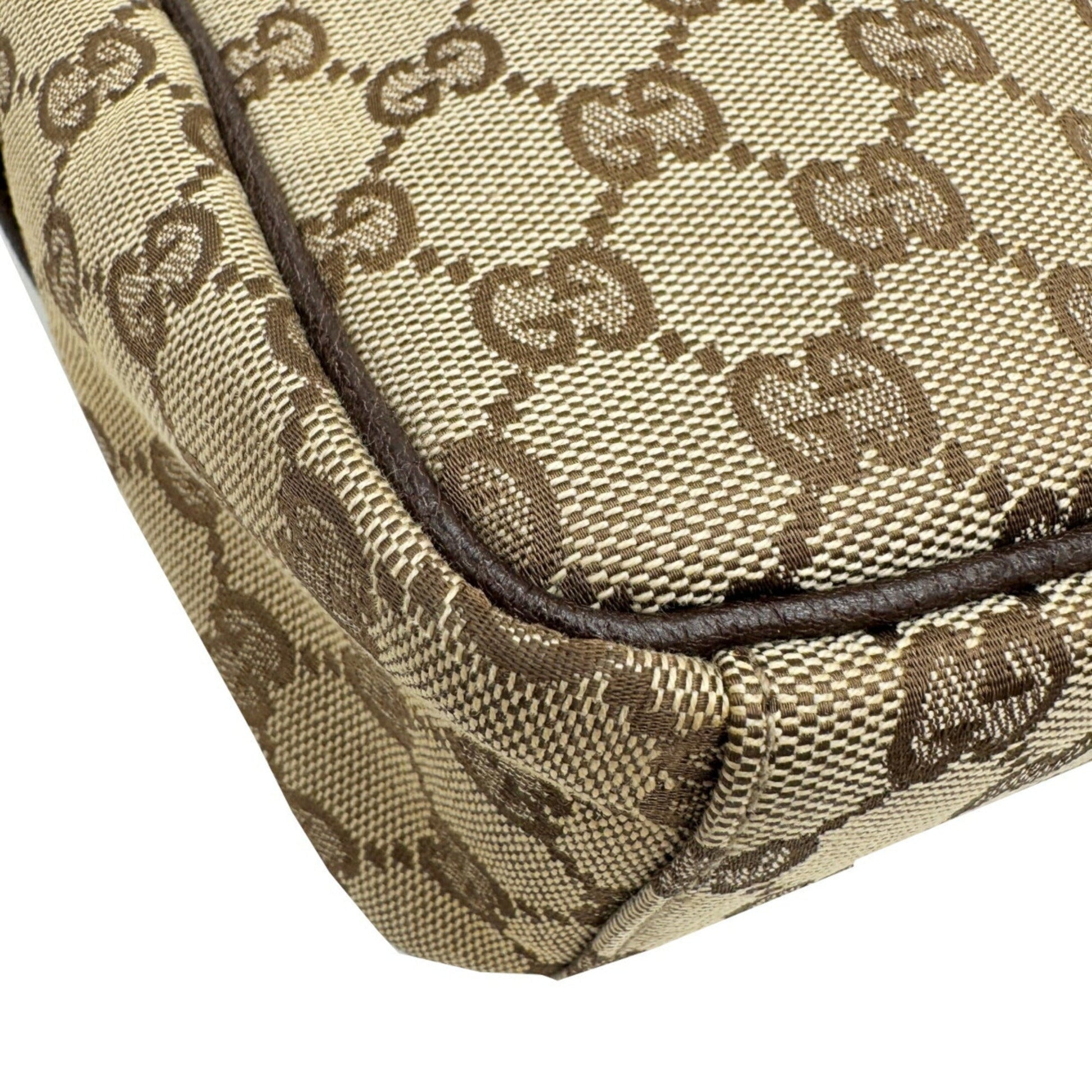 Gucci Brown Gg Canvas Leather Shoulder Bag