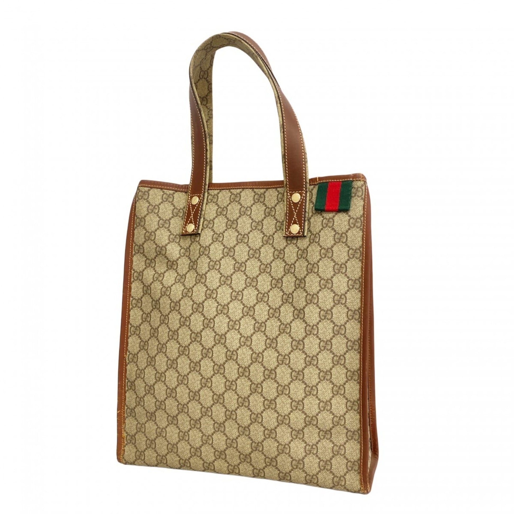 Gucci Beige Brown Pvc Tote Bag