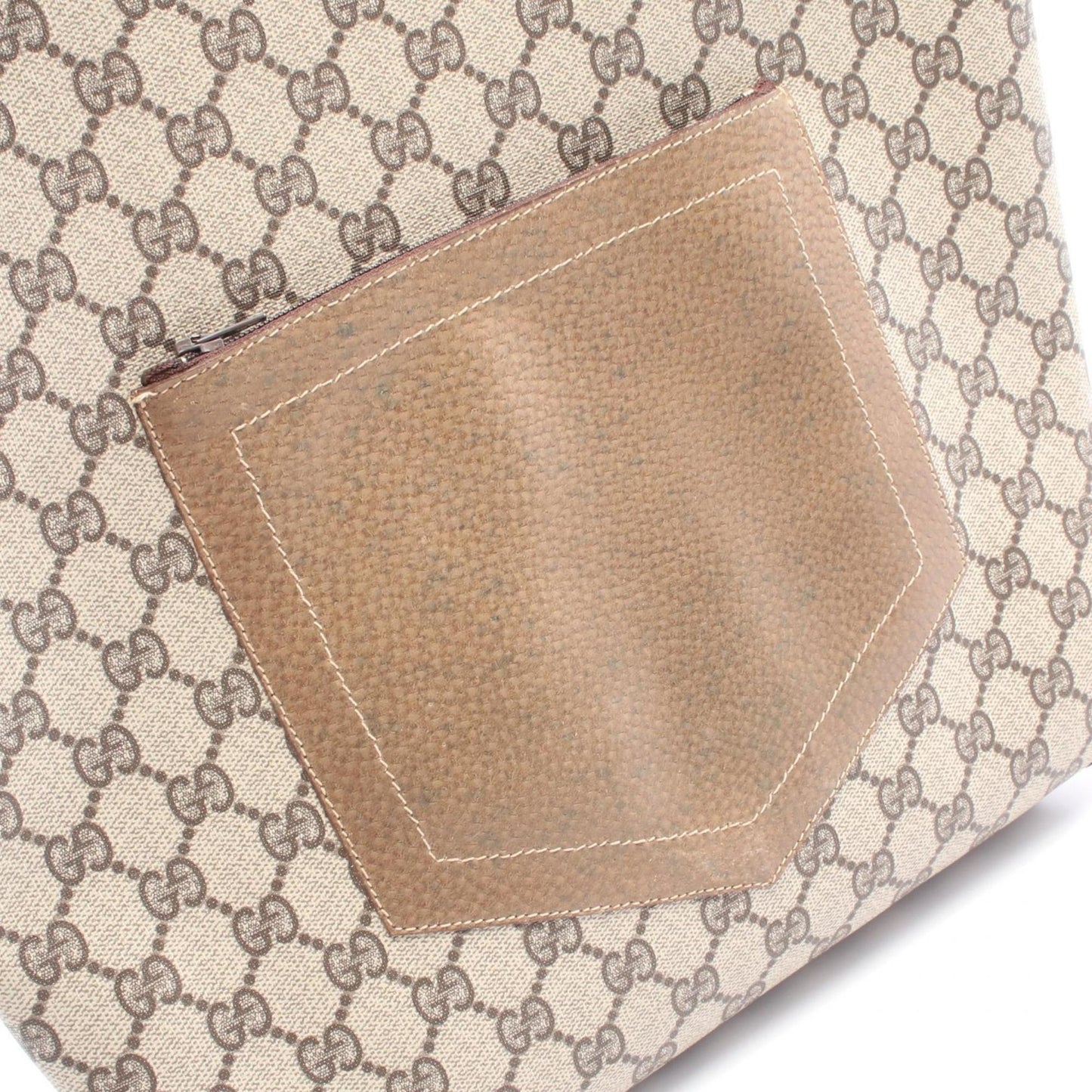 Gucci Gg Plus Beige Brown Pvc Leather Tote Bag