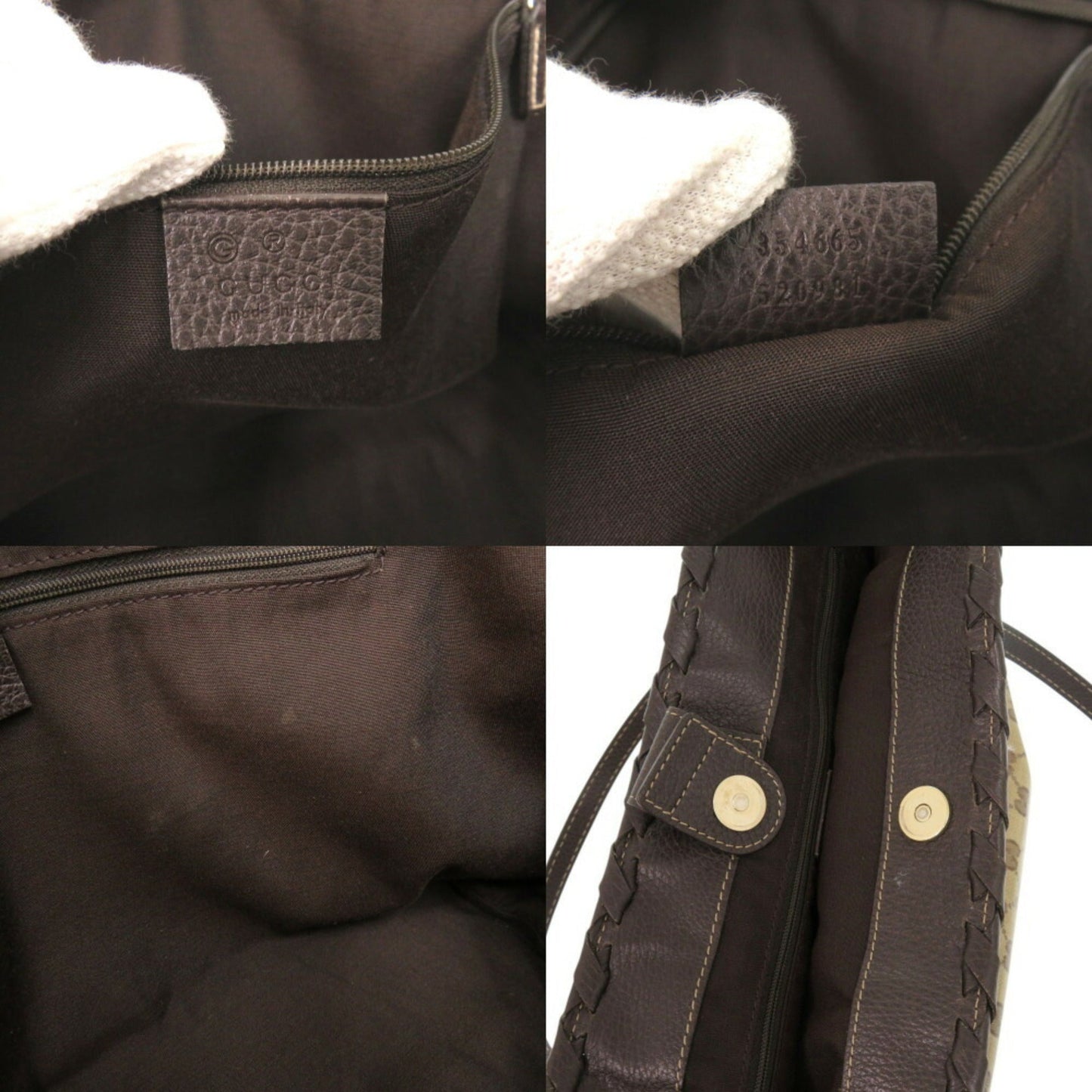 Gucci Beige Gg Crystal Leather Tote Bag