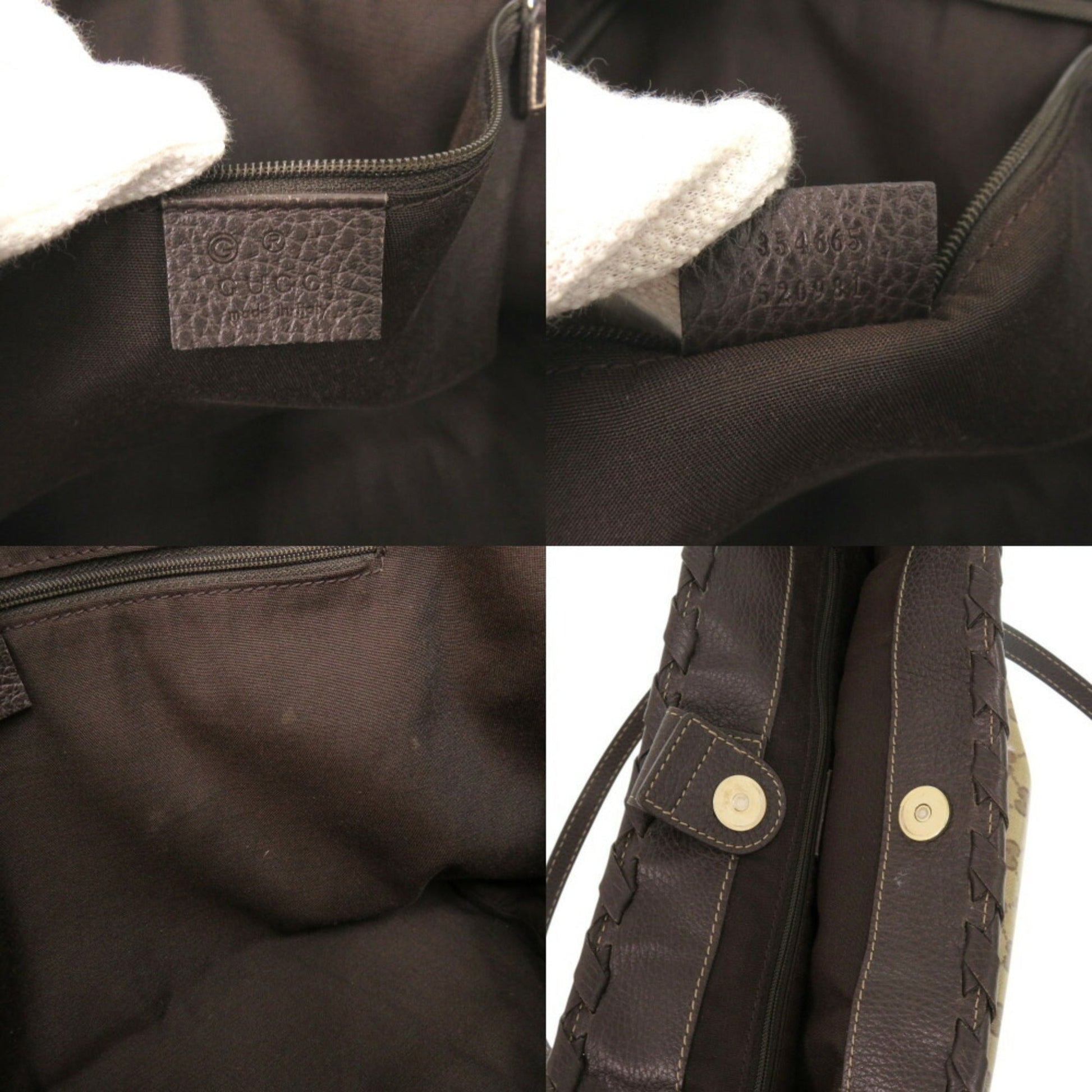 Gucci Beige Gg Crystal Leather Tote Bag