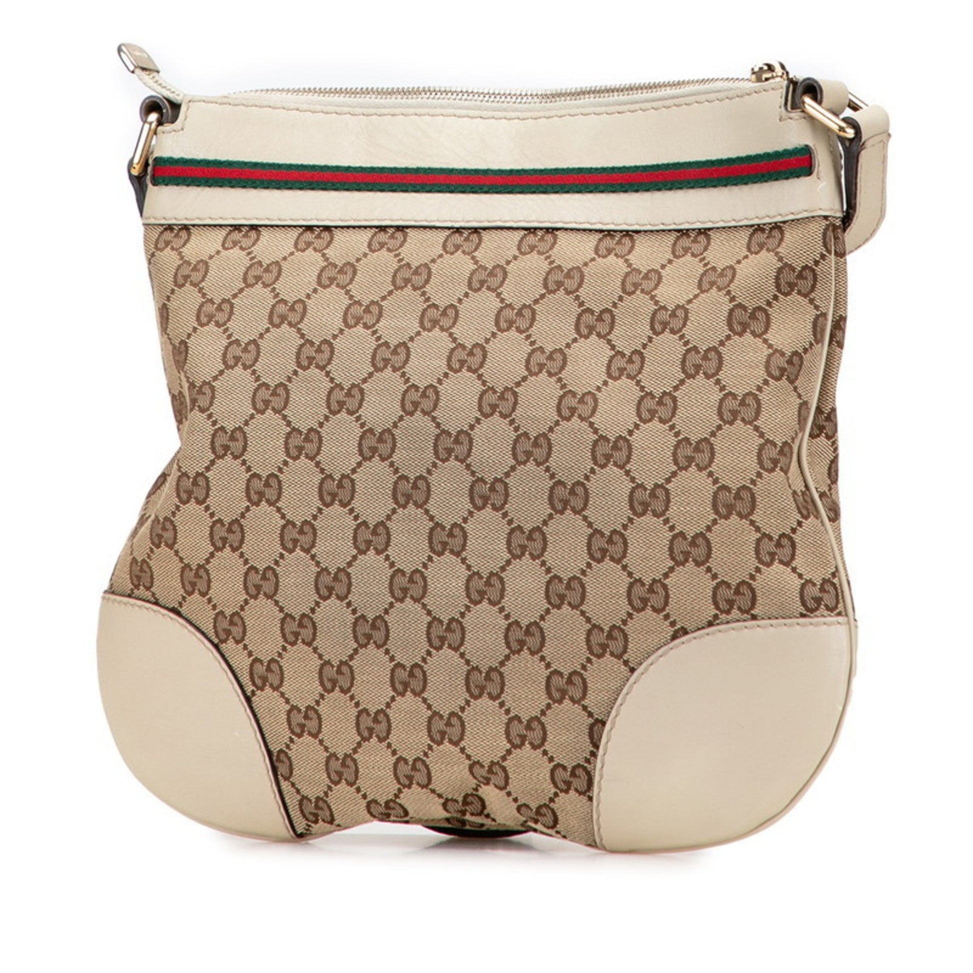 Gucci Gg Canvas Beige Gg Canvas Leather Shoulder Bag