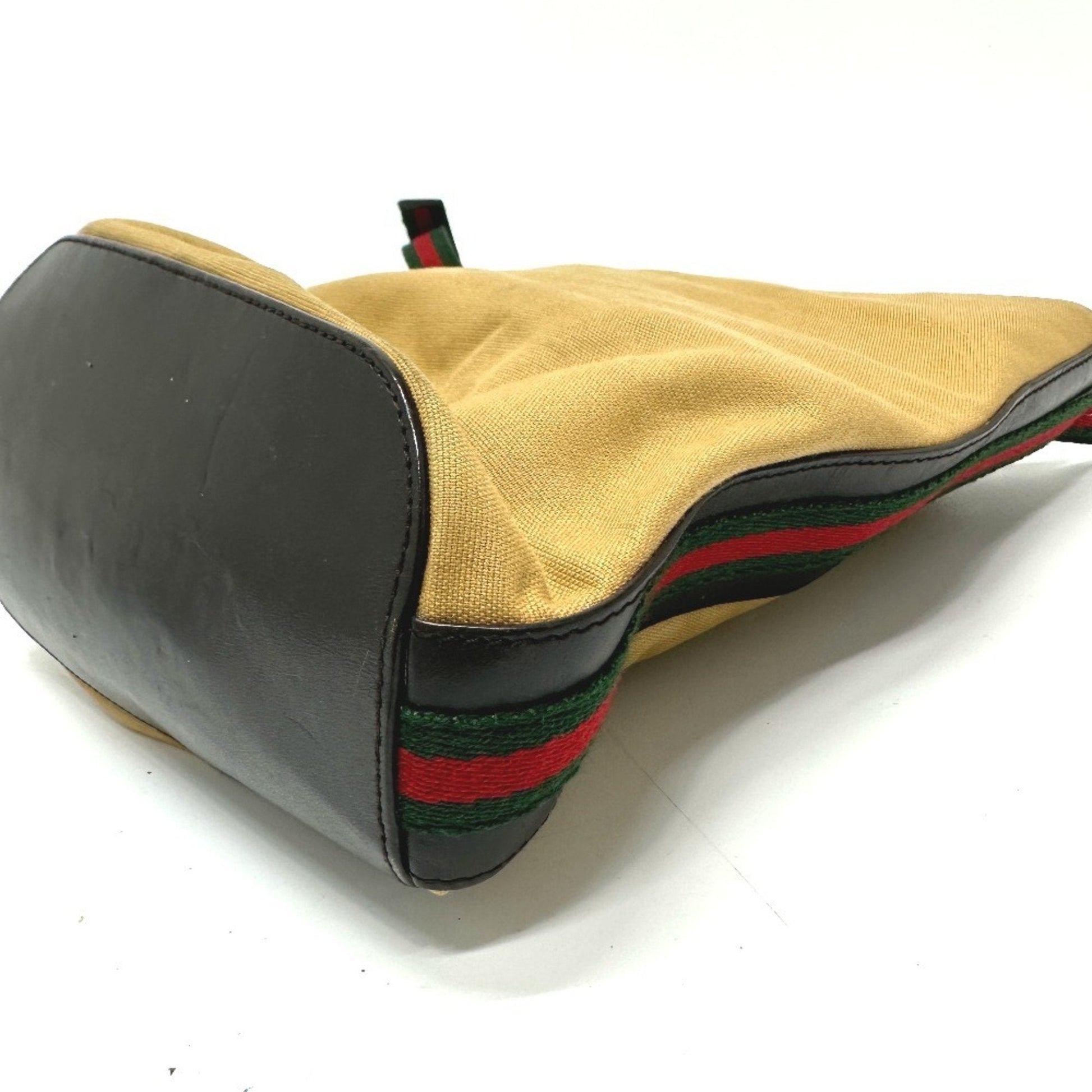 Gucci Beige Leather Canvas Shoulder Bag