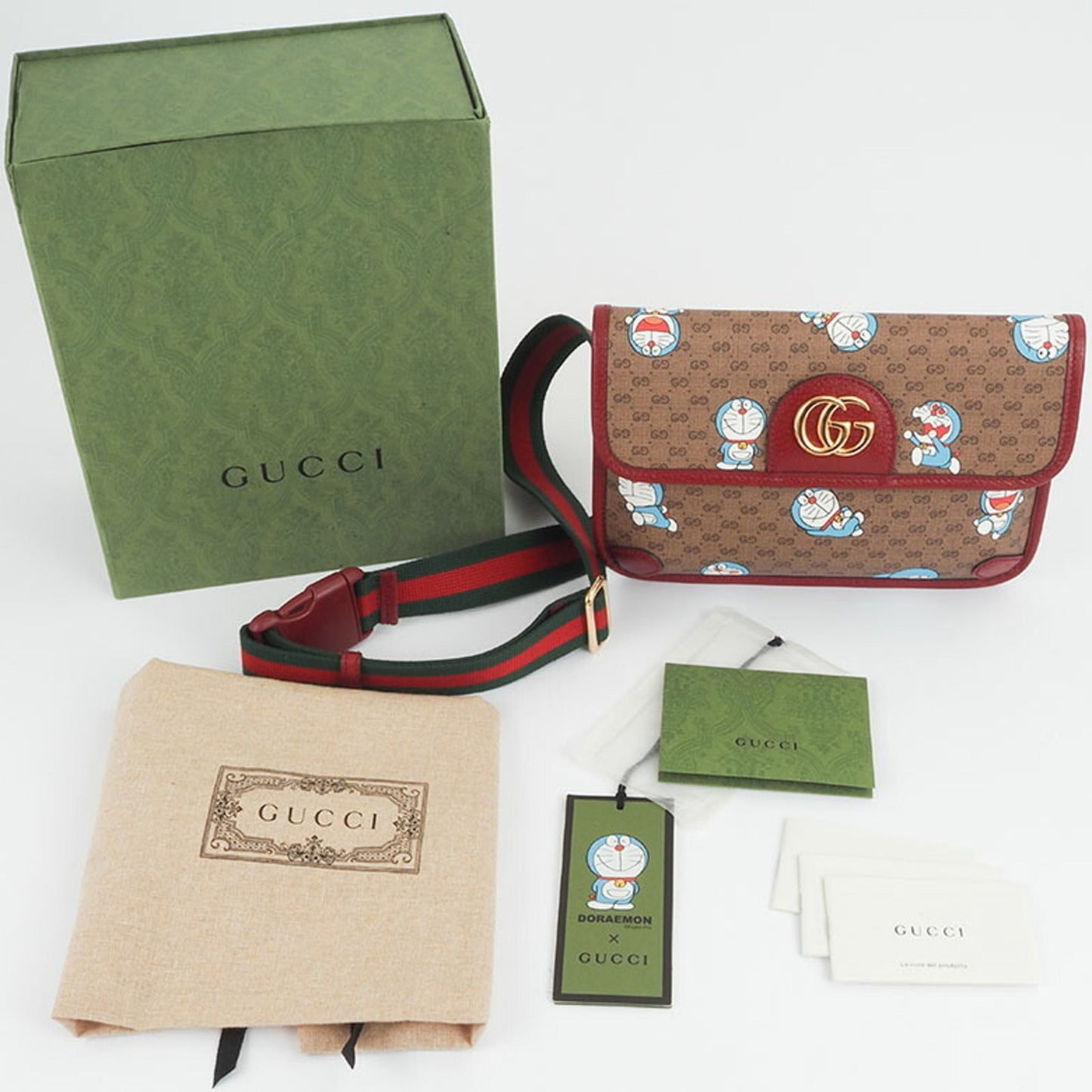 Gucci Beige Bordeaux Pvc Leather Sling Bag