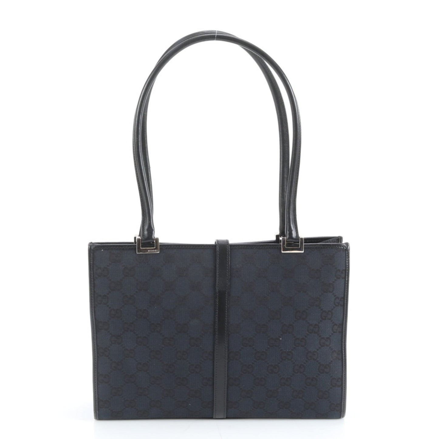 Gucci Black Leather Canvas Tote Bag