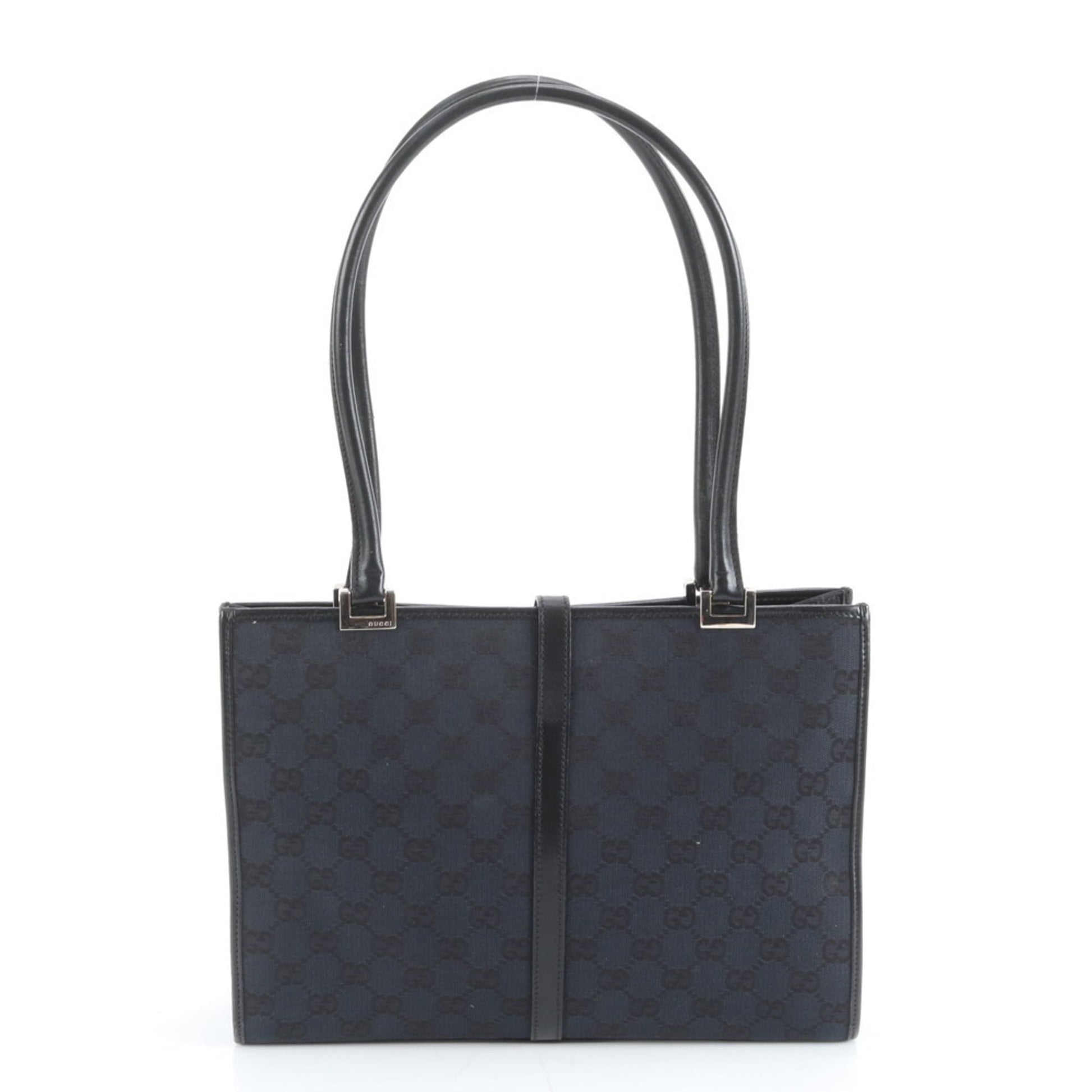 Gucci Black Leather Canvas Tote Bag