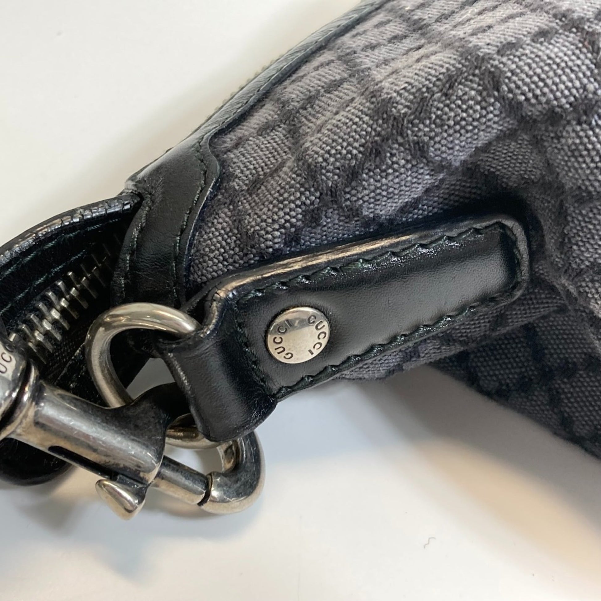 Gucci Diamante Black Gray Canvas Shoulder Bag