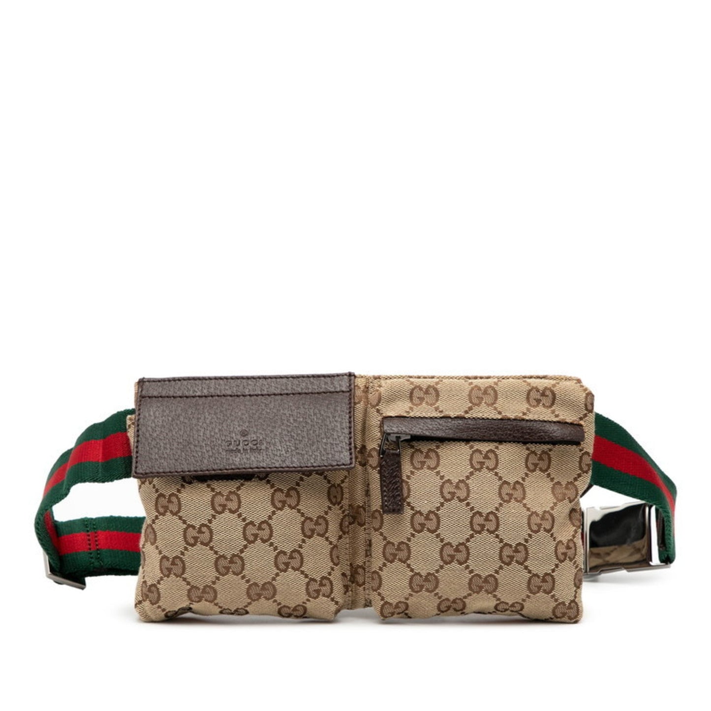 Gucci Beige Brown Canvas Leather Sling Bag