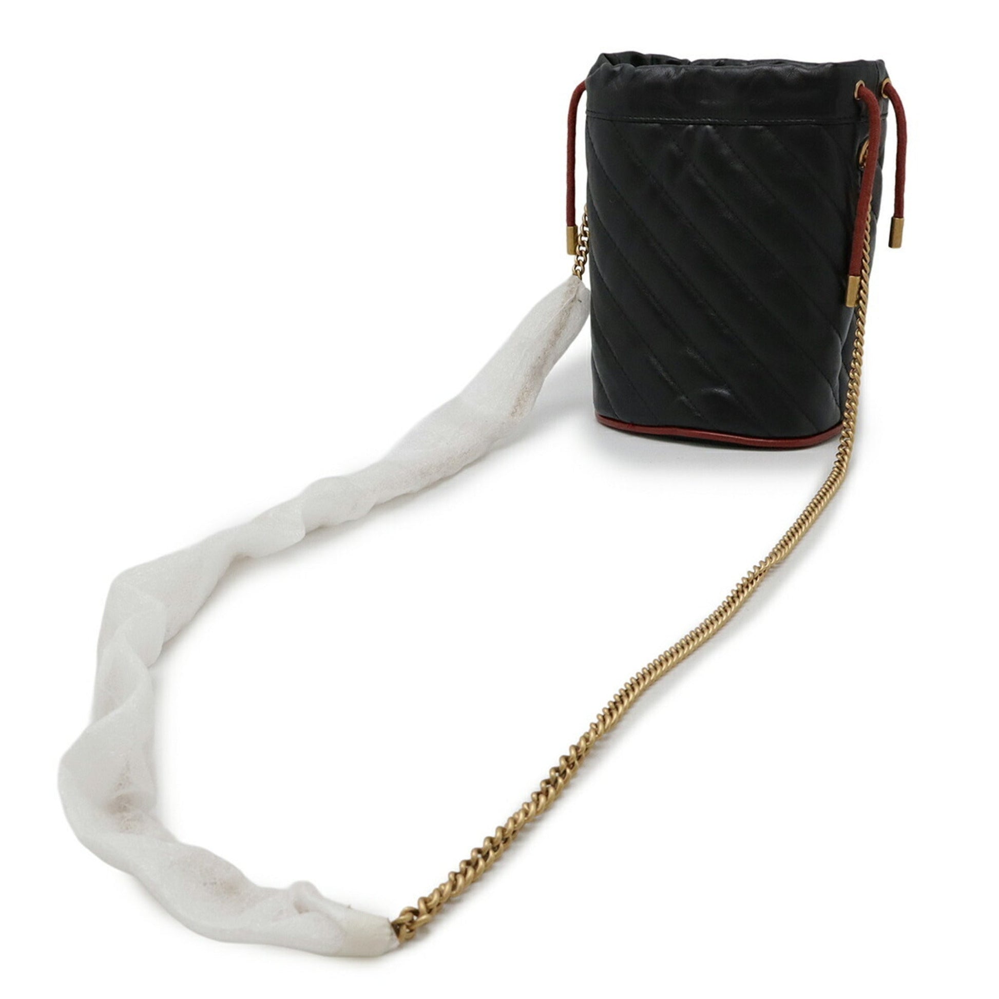 Gucci Gg Marmont Black Red Color Leather Shoulder Bag