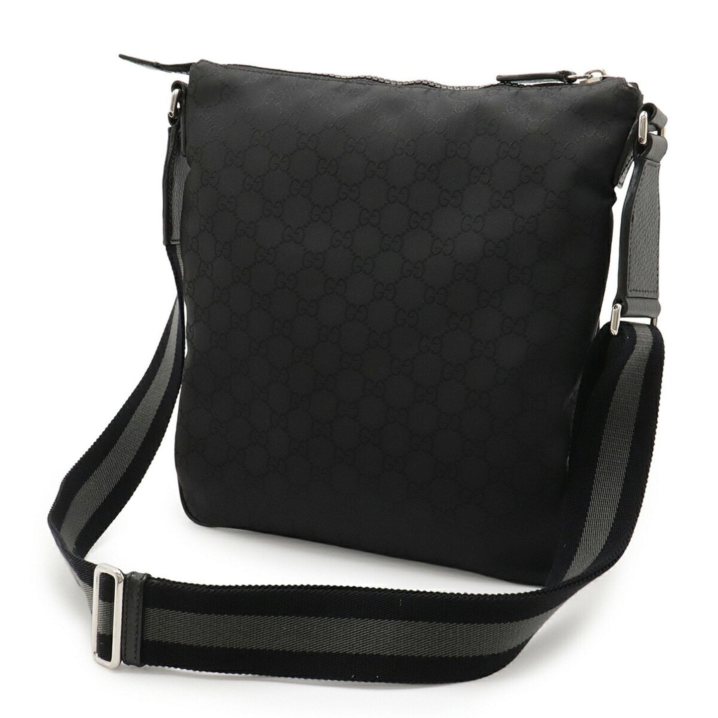 Gucci Black Gray Nylon Leather Shoulder Bag
