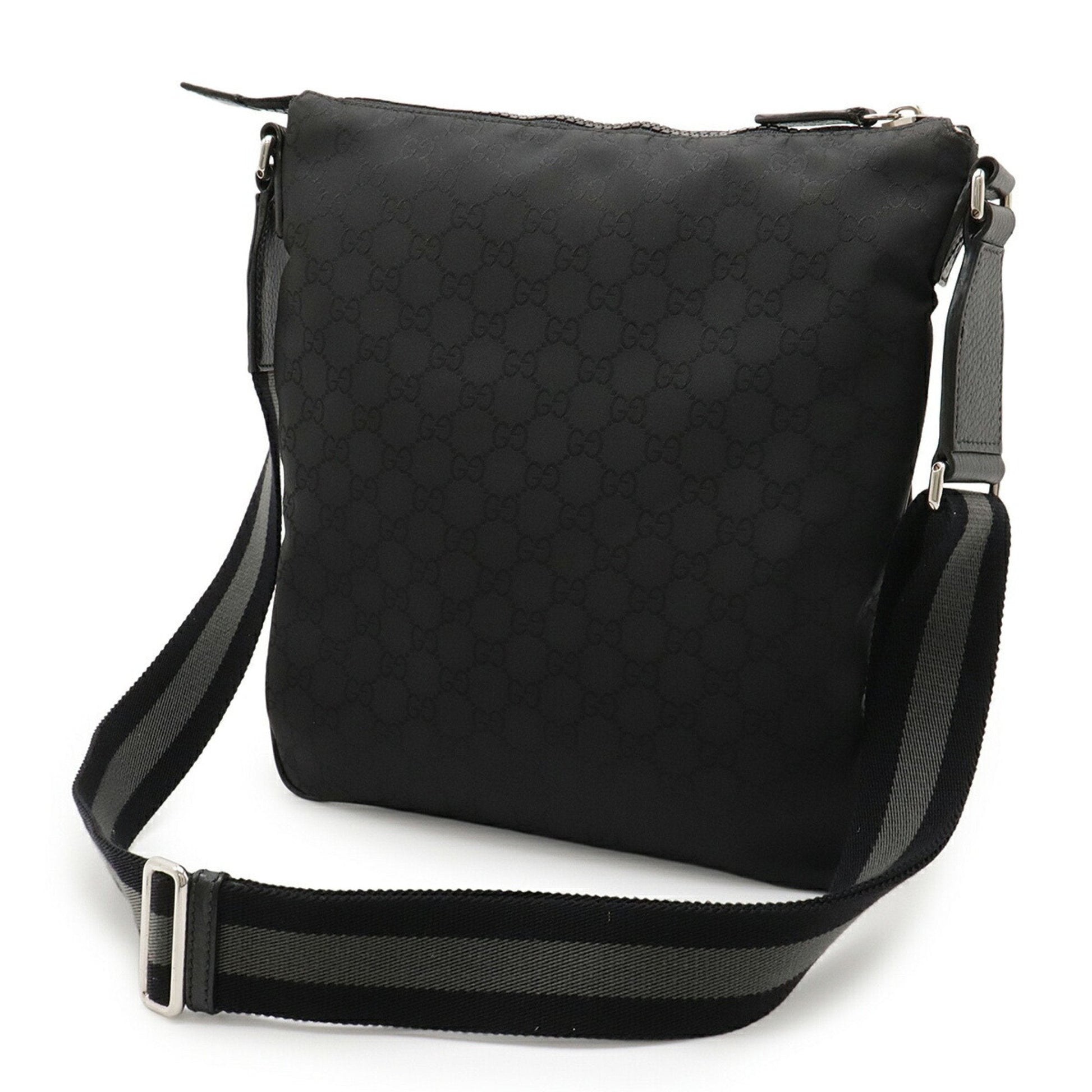 Gucci Black Gray Nylon Leather Shoulder Bag