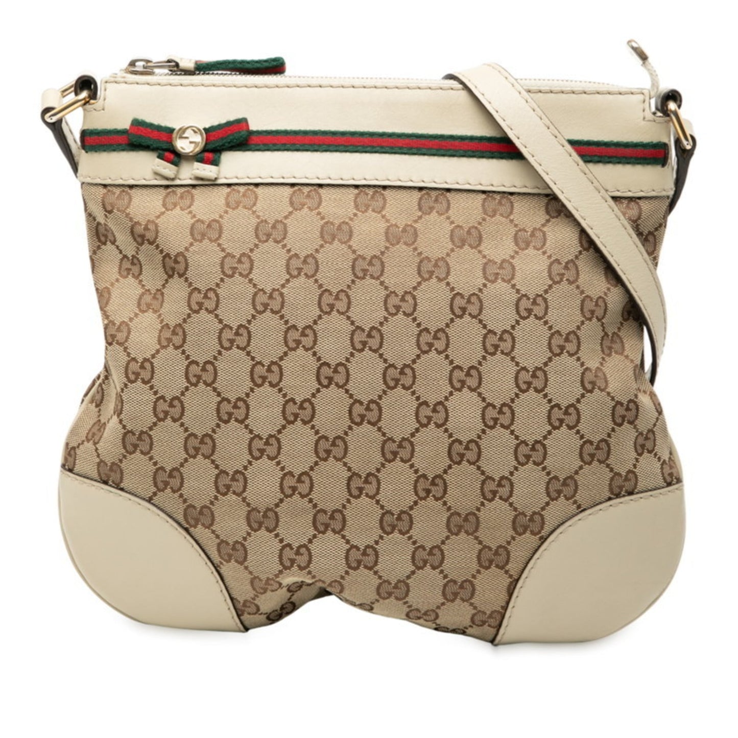 Gucci Gg Canvas Beige Gg Canvas Leather Shoulder Bag