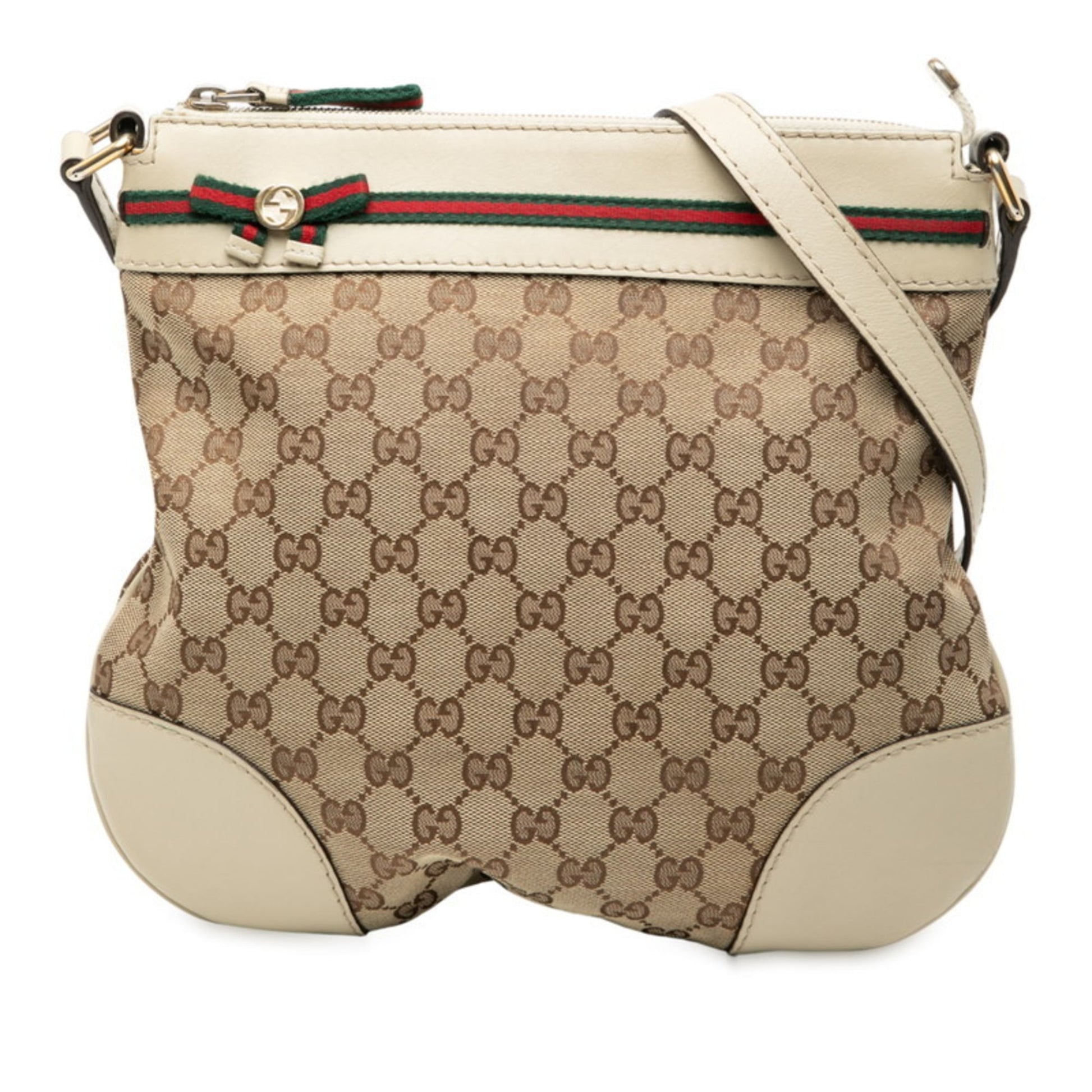 Gucci Gg Canvas Beige Gg Canvas Leather Shoulder Bag