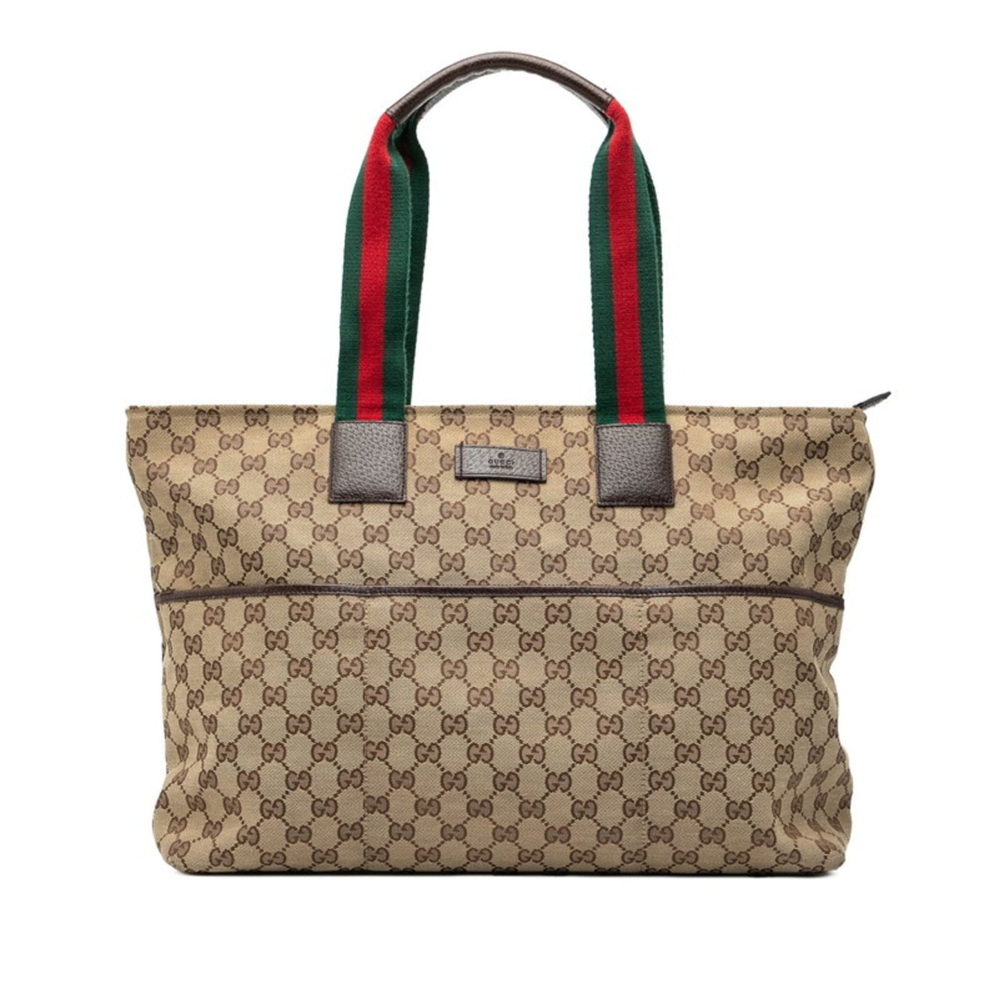 Gucci Beige Multi-Color Canvas Leather Tote Bag