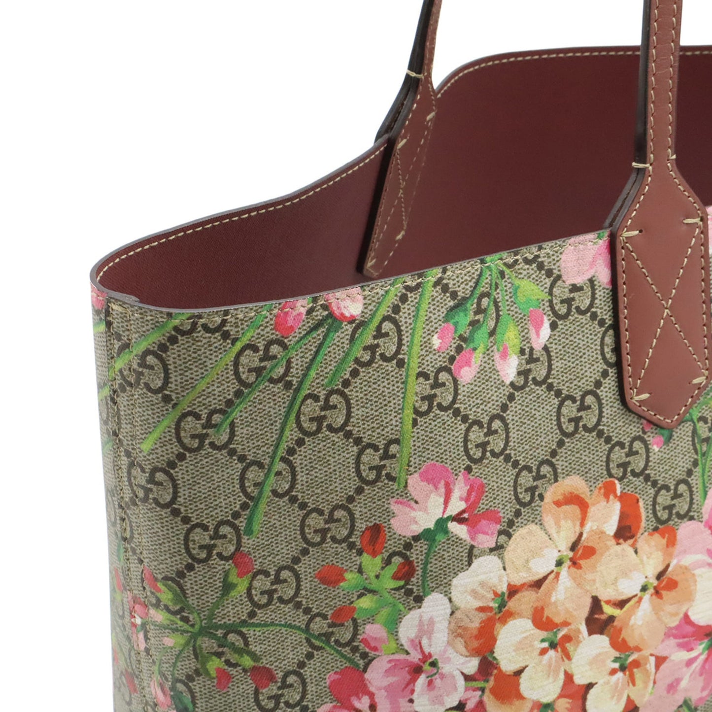 Gucci Gg Blooms Beige Multi-Color Pink Leather Shoulder Bag Tote Bag