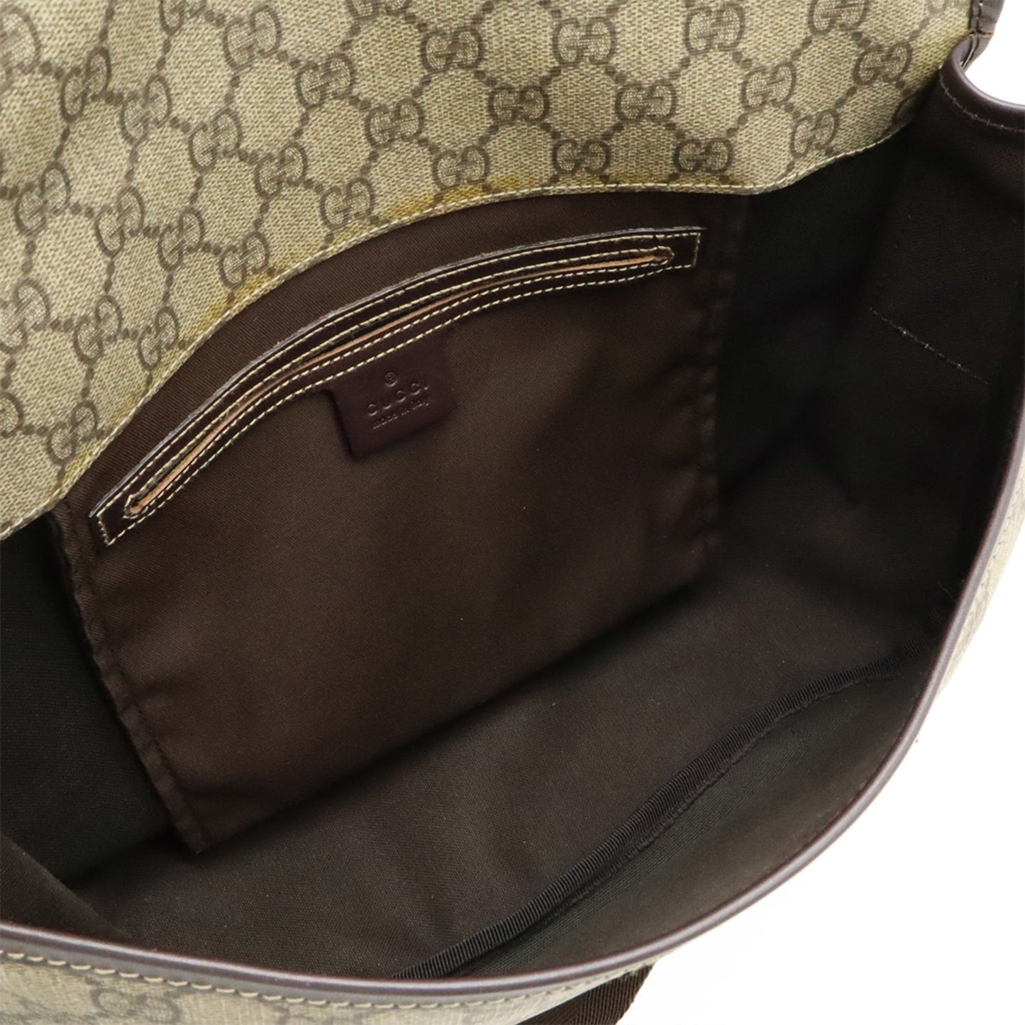 Gucci Beige Dark Brown Gg Supreme Leather Shoulder Bag