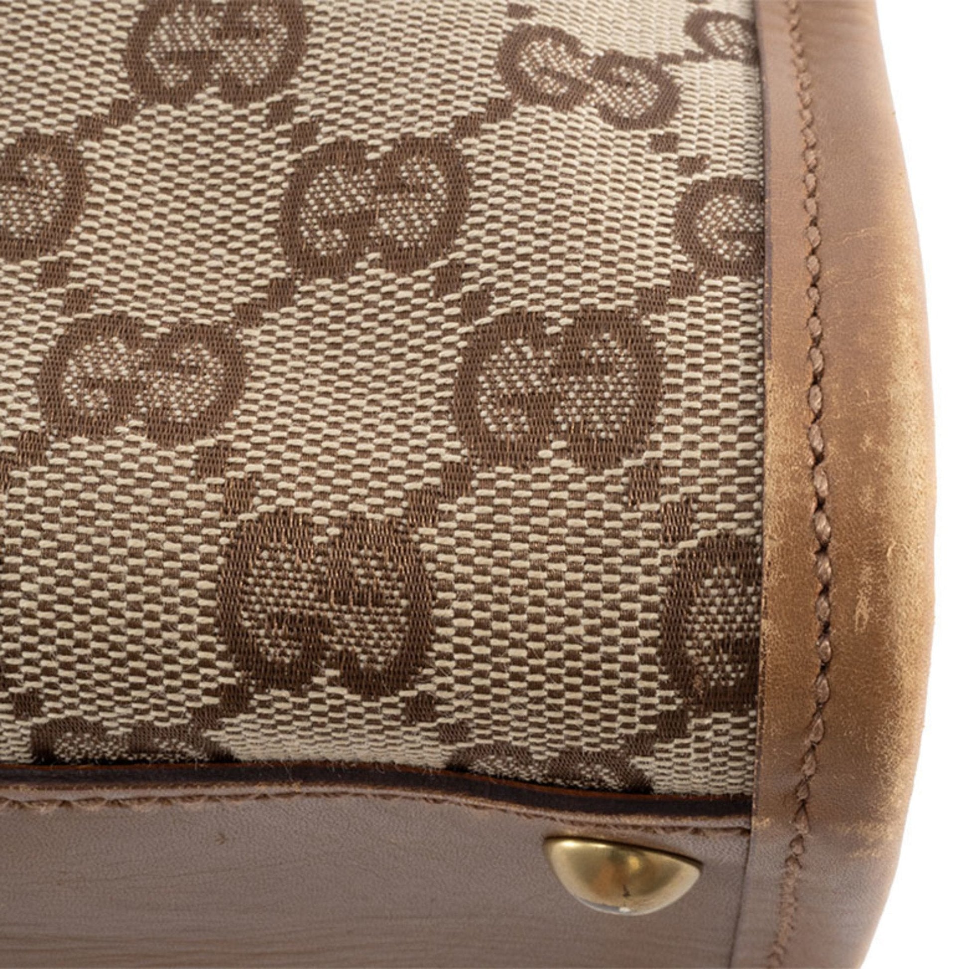 Gucci Gg Canvas Beige Brown Gg Canvas Leather Shoulder Bag