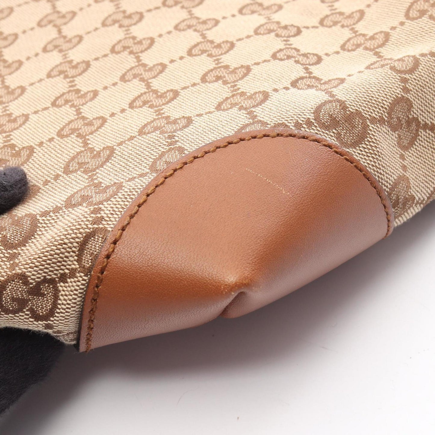 Gucci Beige Brown Canvas Leather Shoulder Bag