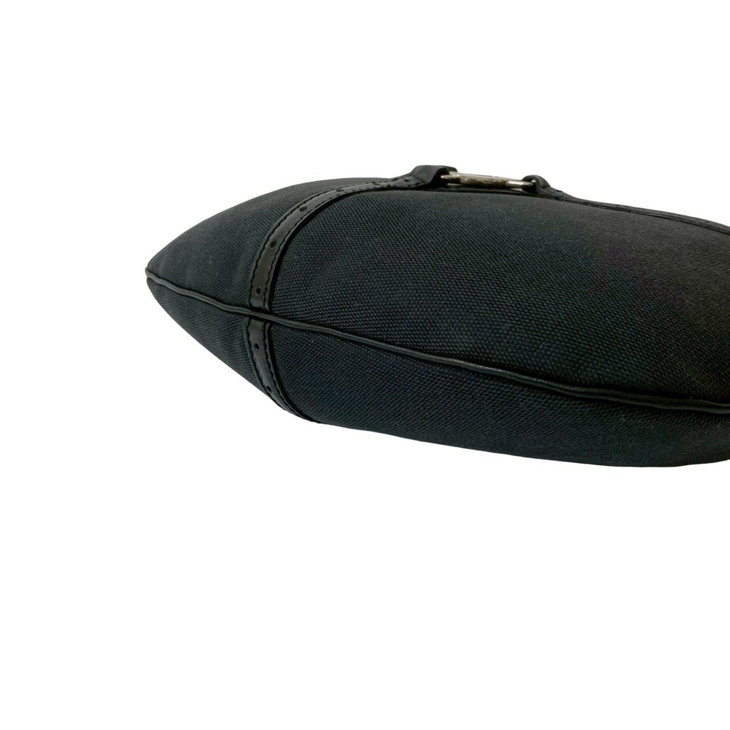 Gucci Black Leather Canvas Handbag Shoulder Bag