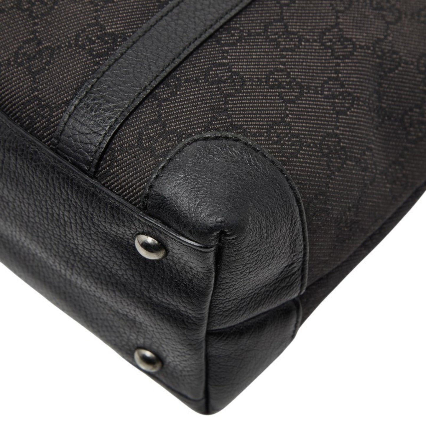 Gucci Black Canvas Leather Handbag Tote Bag