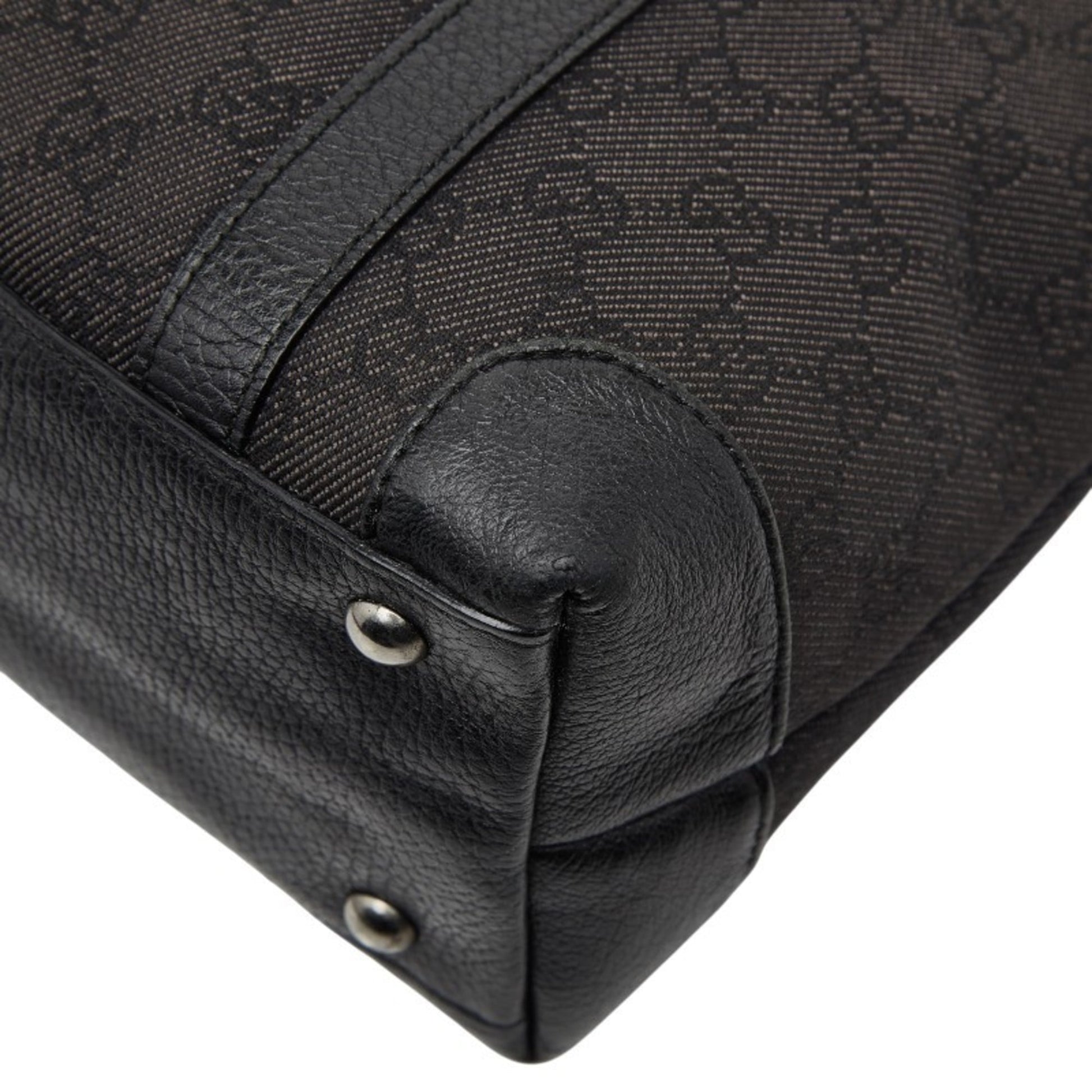 Gucci Black Canvas Leather Handbag Tote Bag