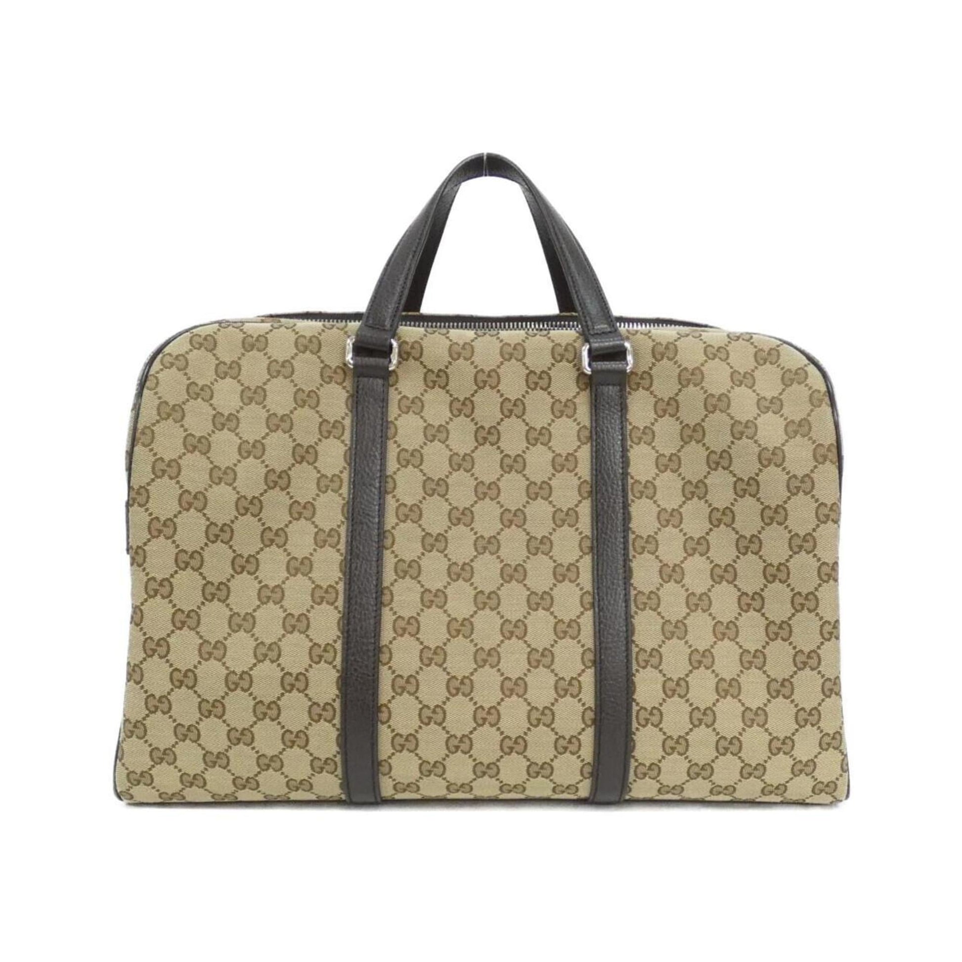 Gucci Beige Brown Gg Canvas Boston Bag