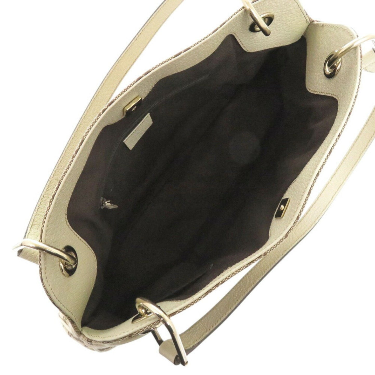 Gucci Beige White Gg Canvas Leather Tote Bag