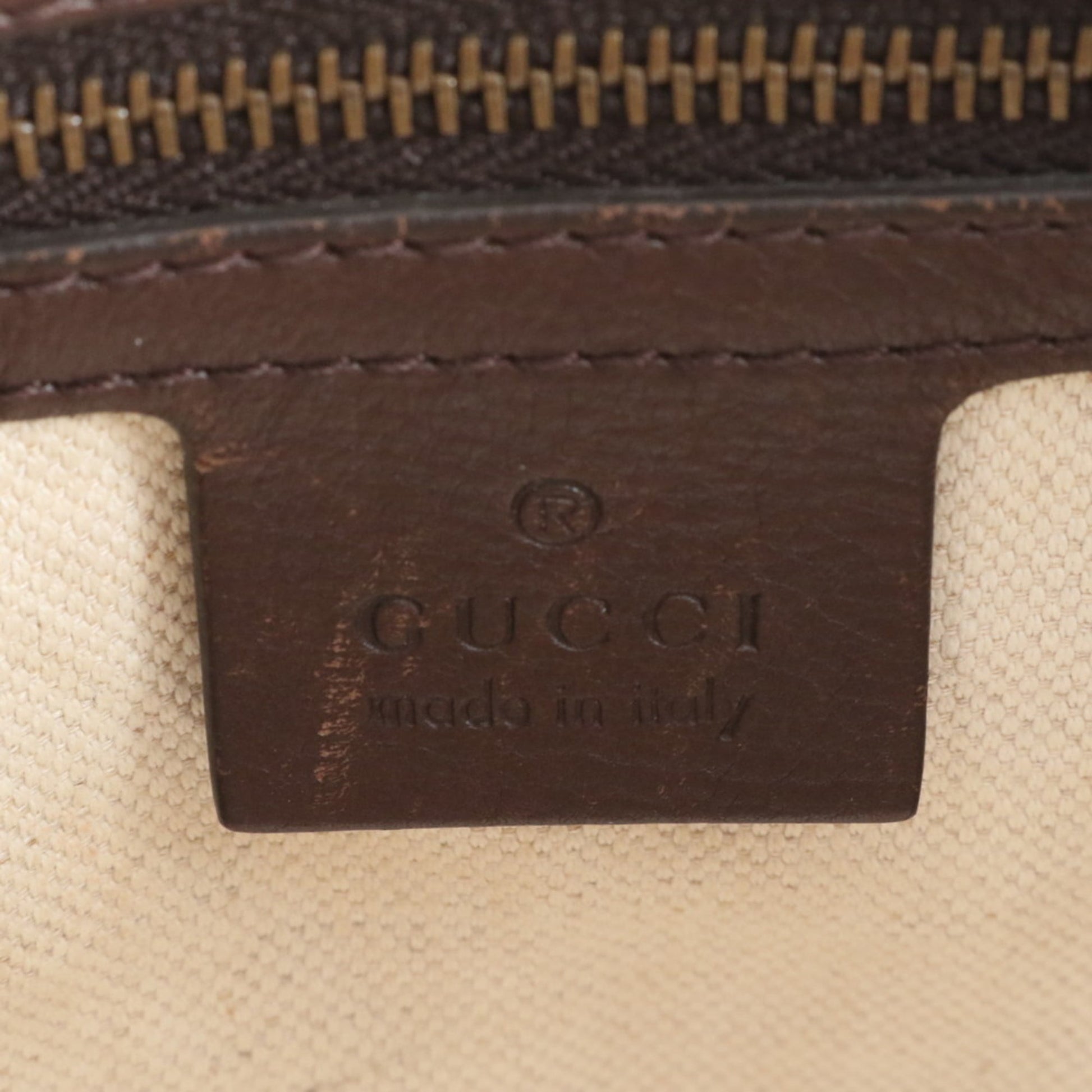 Gucci Brown Leather Canvas Handbag