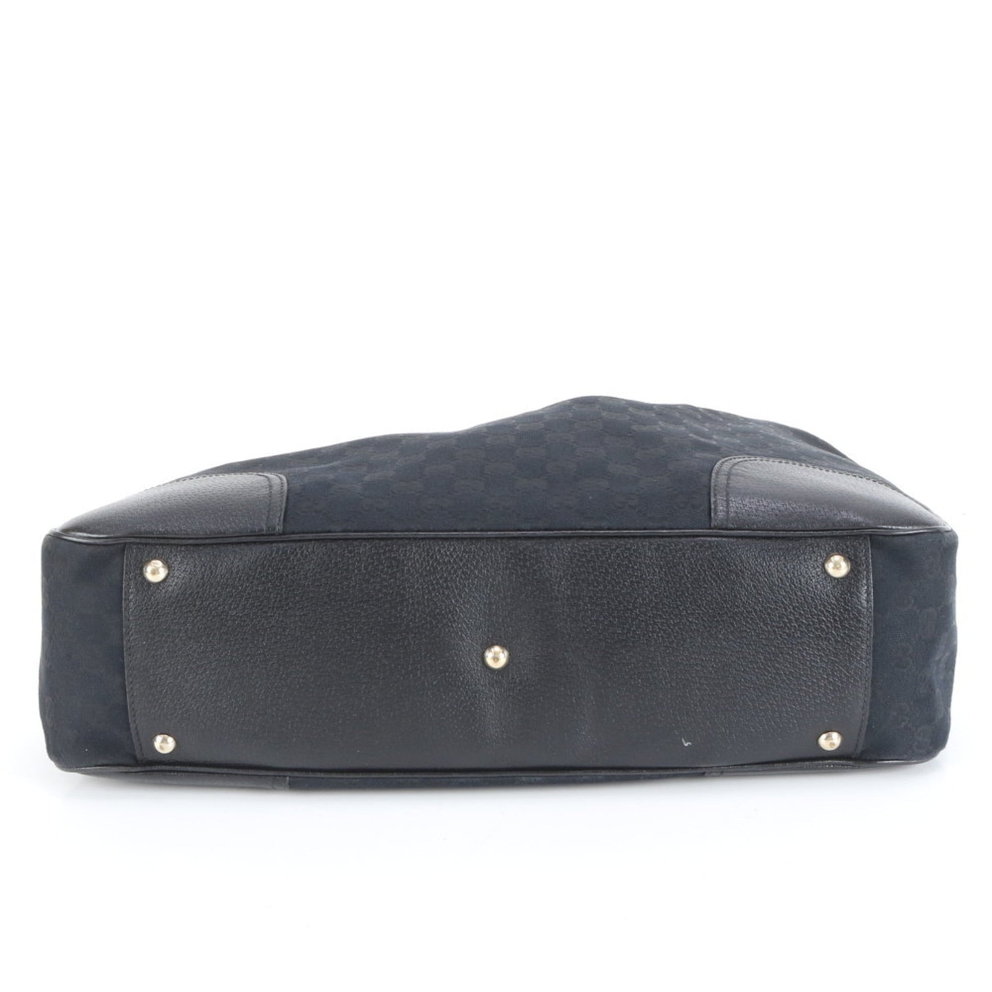 Gucci Black Leather Canvas Tote Bag