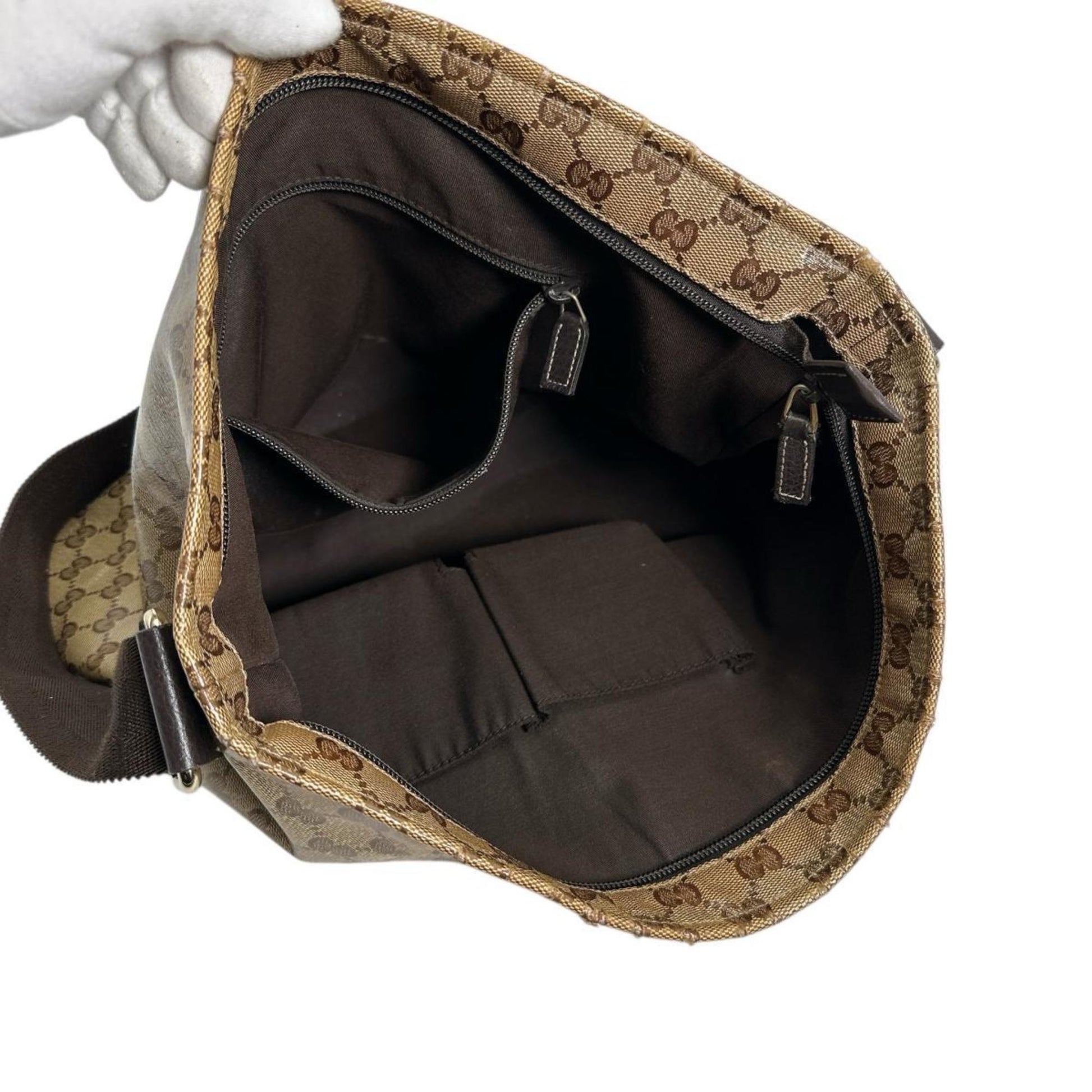 Gucci Brown Coated Canvas Pvc Shoulder Bag
