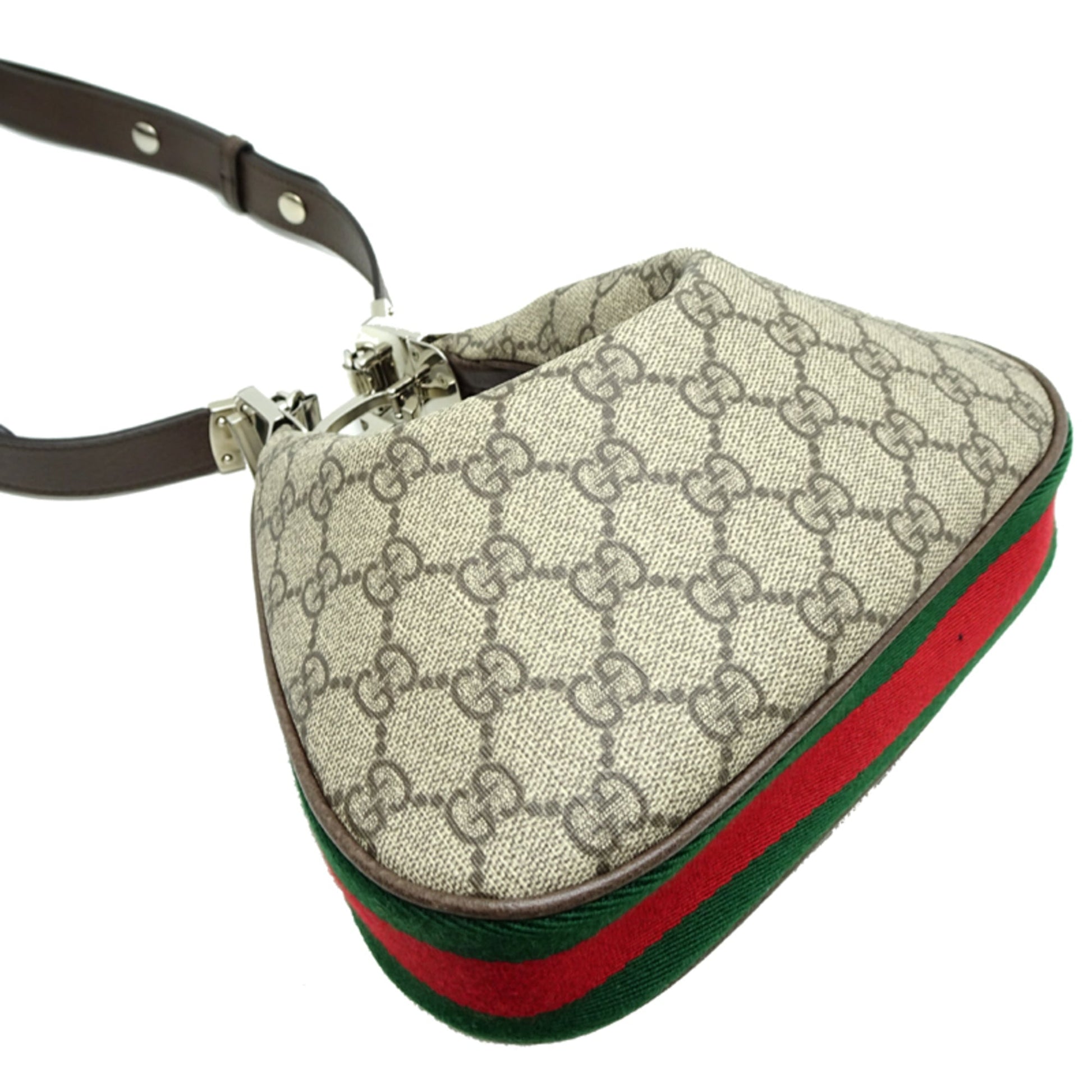 Gucci Beige Brown Orange Gg Supreme Leather Shoulder Bag