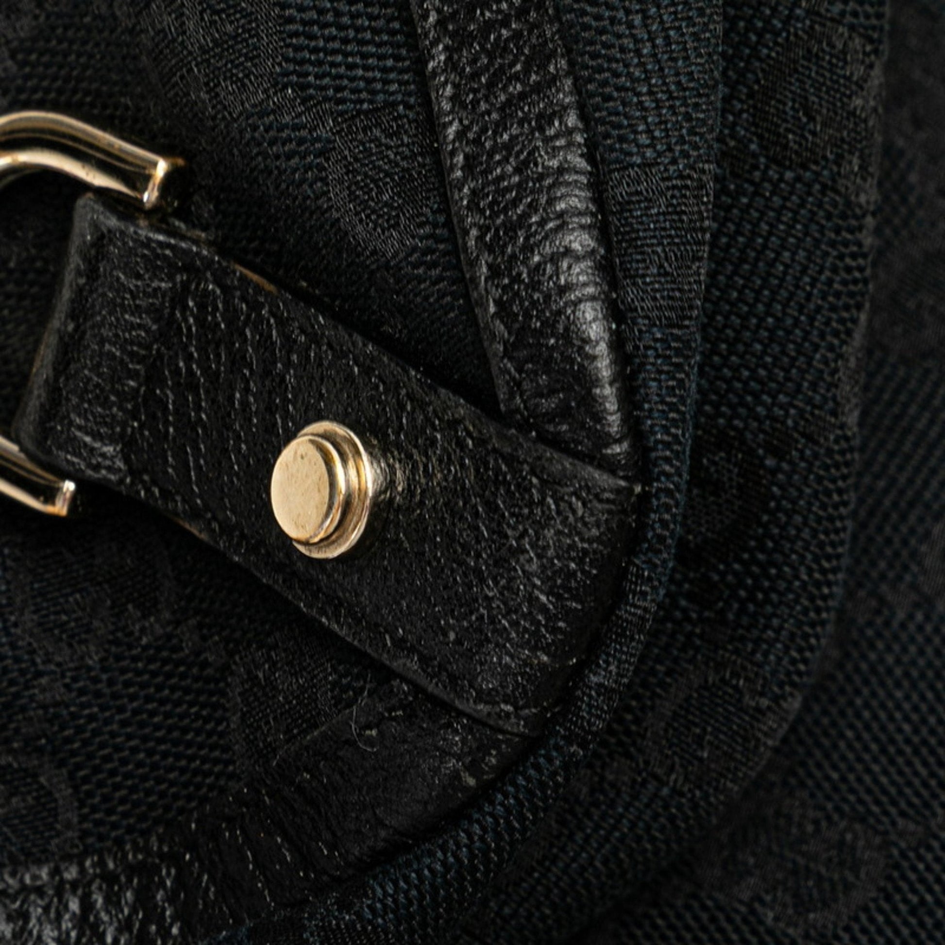 Gucci Gg Canvas Black Canvas Leather Handbag Tote Bag