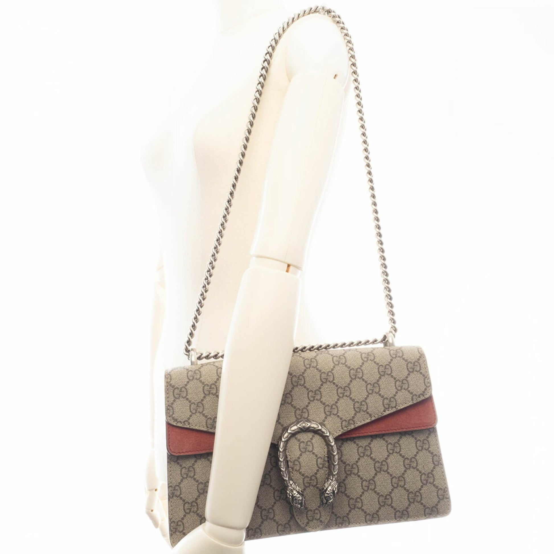Gucci Beige Red Color Gg Supreme Leather Shoulder Bag